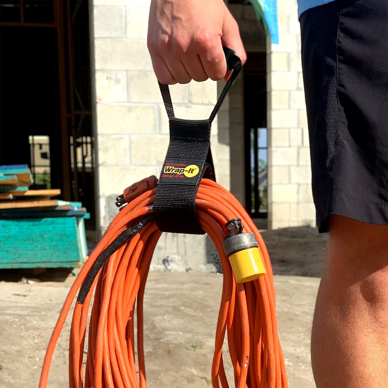 Wrap-It Storage 3pk Black Easy-Carry Hook Loop Straps for Hose, Cord Cable
