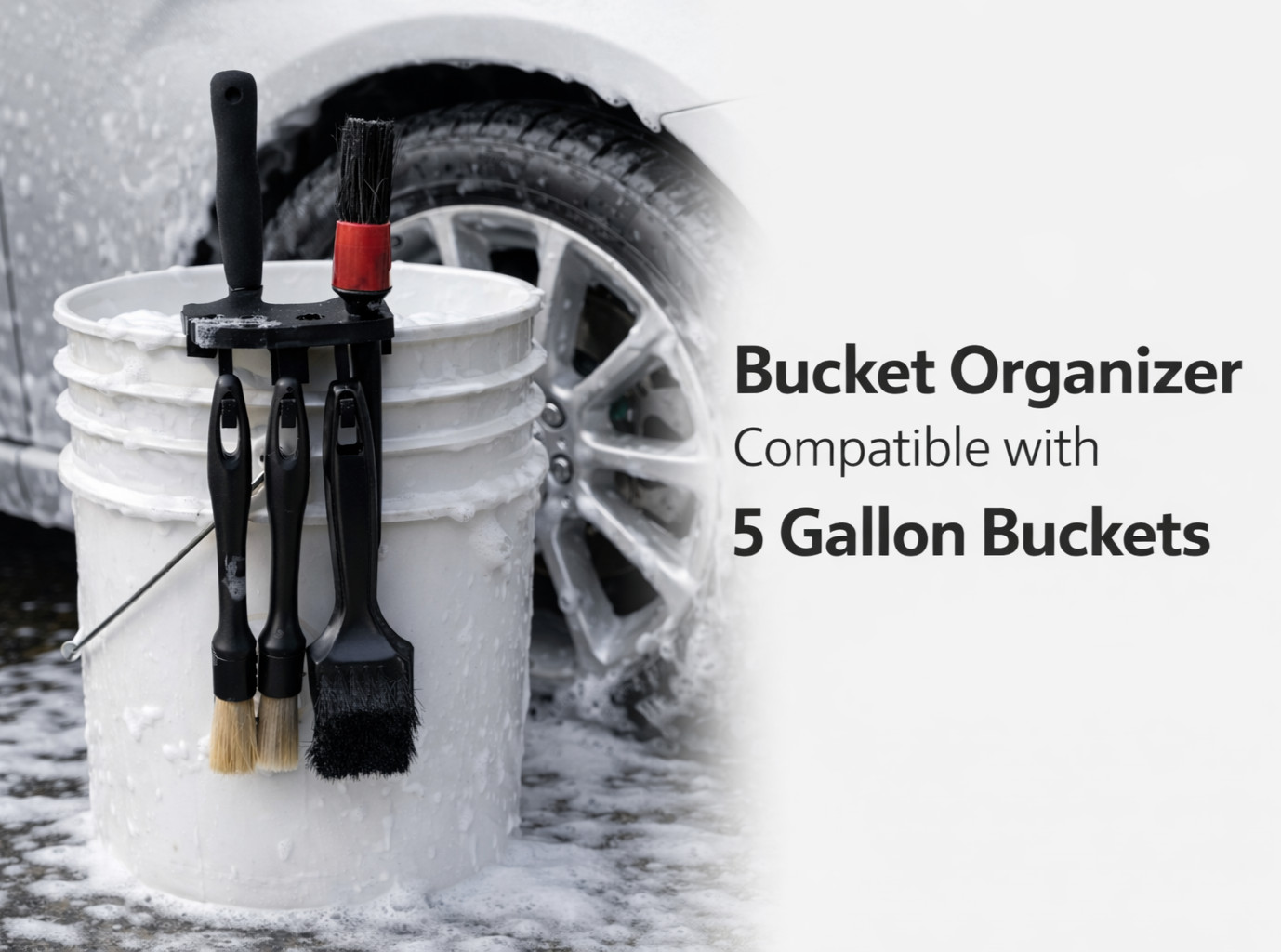 Bucket Organizer - Detailing Brush Holder Mount Organizer for 5-Gallon Bucket
