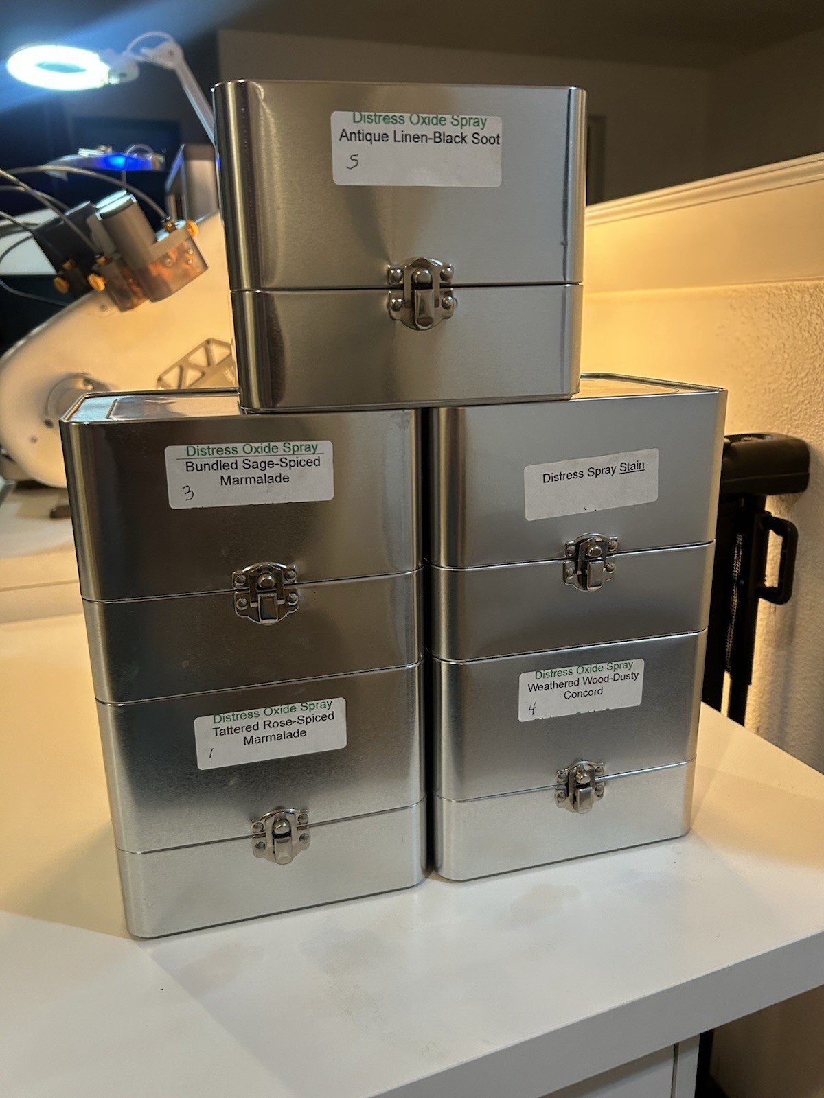Ranger Distress Oxide Spray & Distress Spray Stain in Metal Storage Boxes