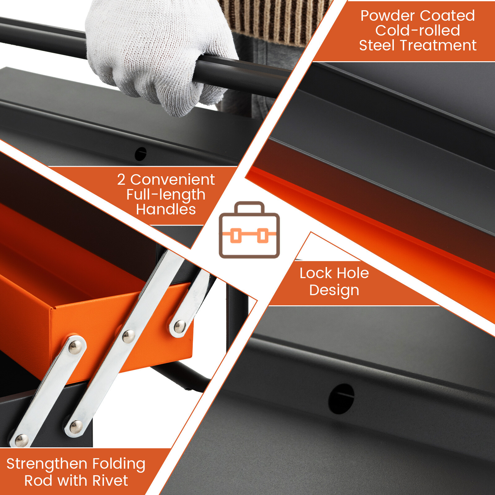 22-Inch Metal Tool Box Portable 5-Tray Cantilever Steel Tool Chest Cabinet