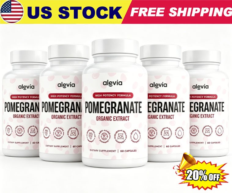 Alevia Pomegranate Capsules 60ct Organic Extract Antioxidant 1-5 pack