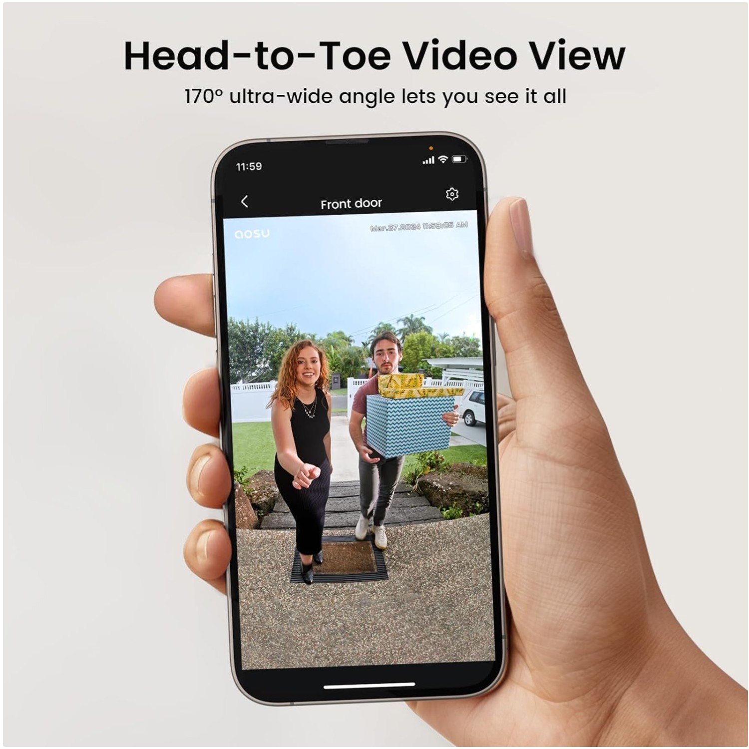 Waterproof 2.4 GHz WiFi Doorbell Camera, 170° Wide Angle