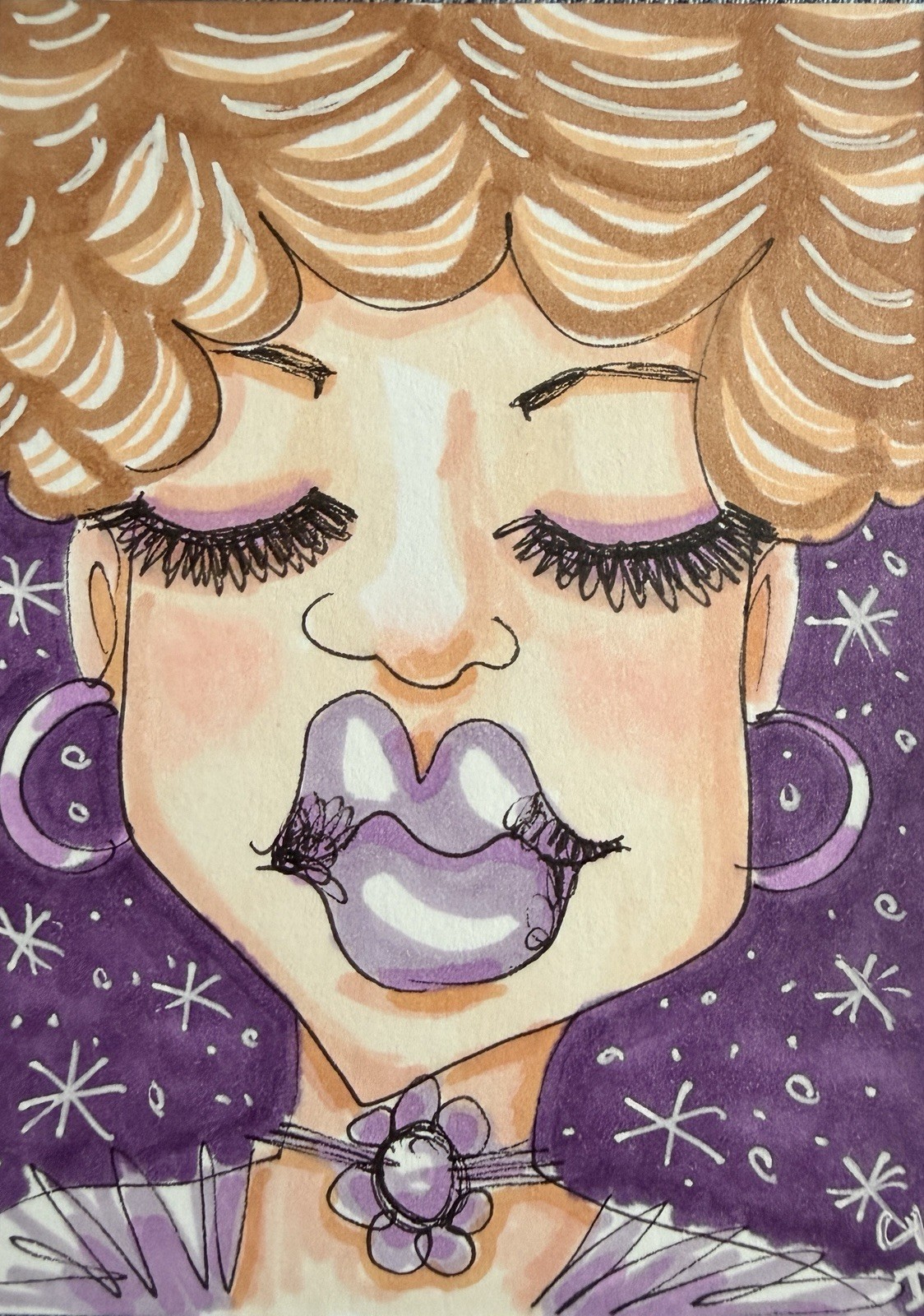 ACEO #4 Original Mini Art Card 3.5” X 2.5” HAZY SHADE OF WINTER Female Portrait