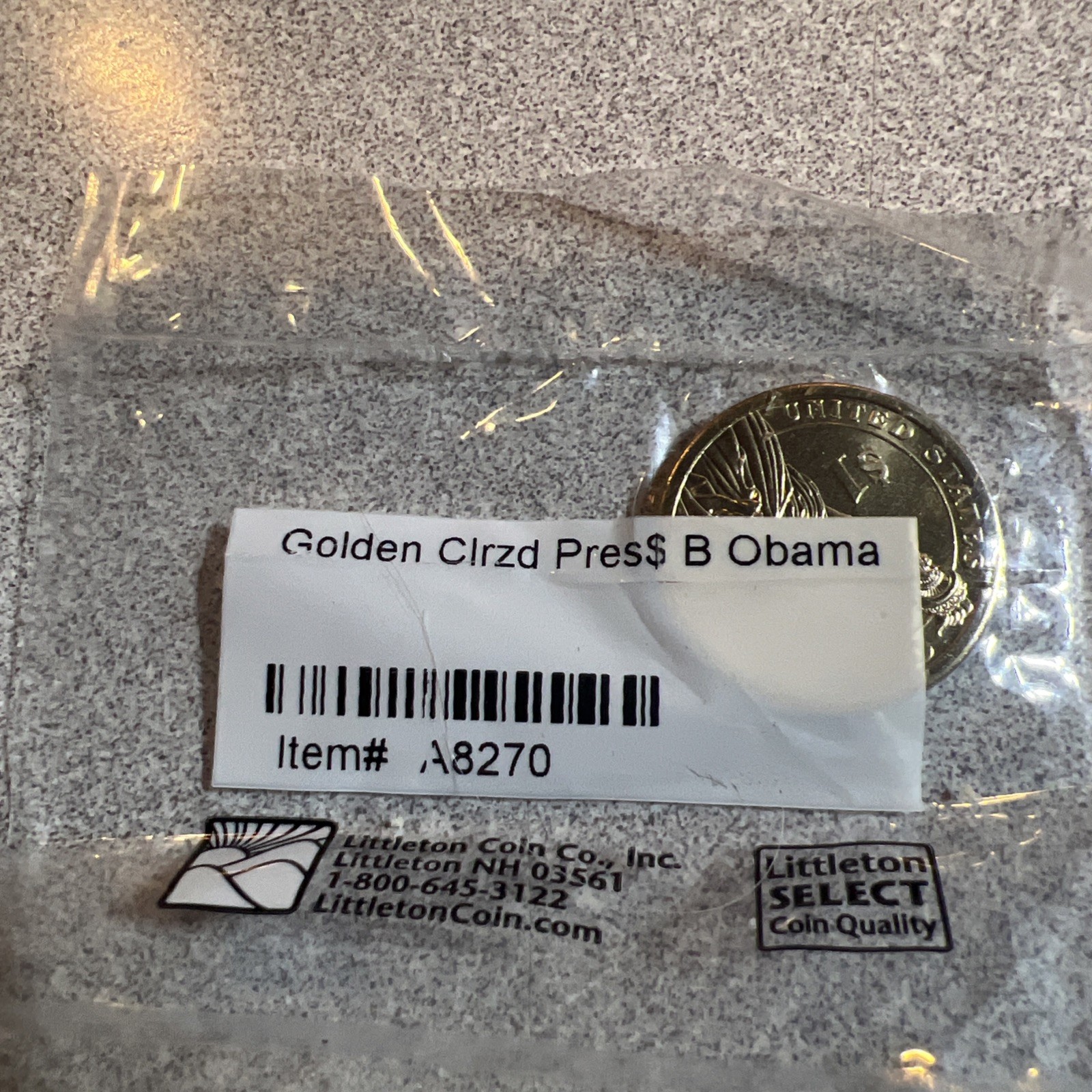 Littleton Coins Dollar Sacajawea Colorized Golden Presidents B. Obama