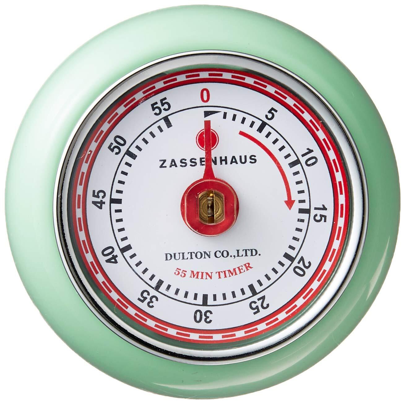 Zassenhaus Magnetic Retro Kitchen Timer, Classic Mechanical Cooking Timer (Mint