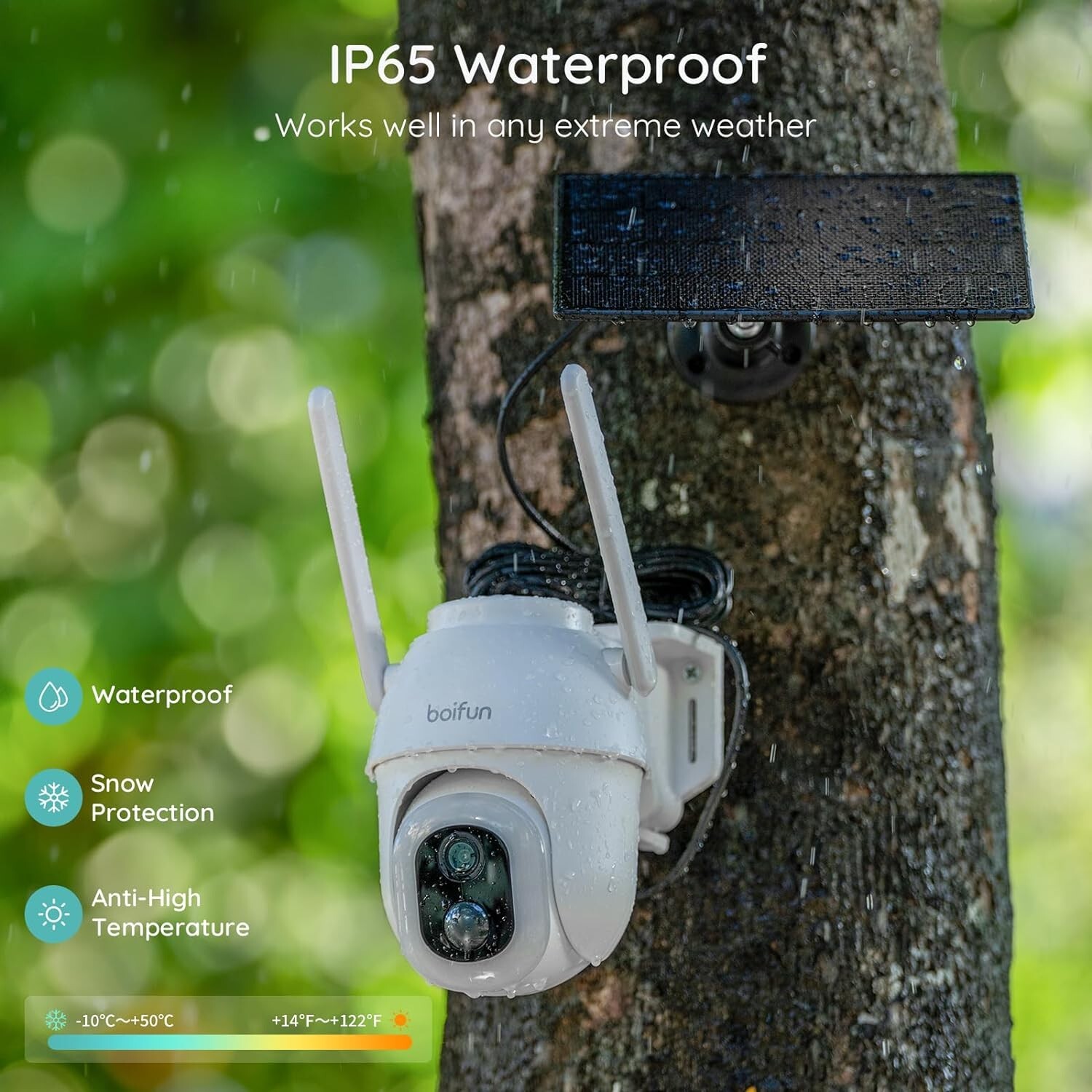 Boifun 2K Wireless Outdoor Solar Security Camera PTZ Home Battery CCTV IR System