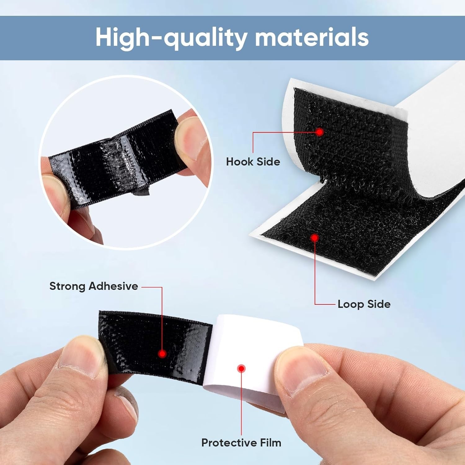 20Ft X 1 Inch Hook and Loop Tape Strips with Adhesive, Heavy Duty Sticky Back