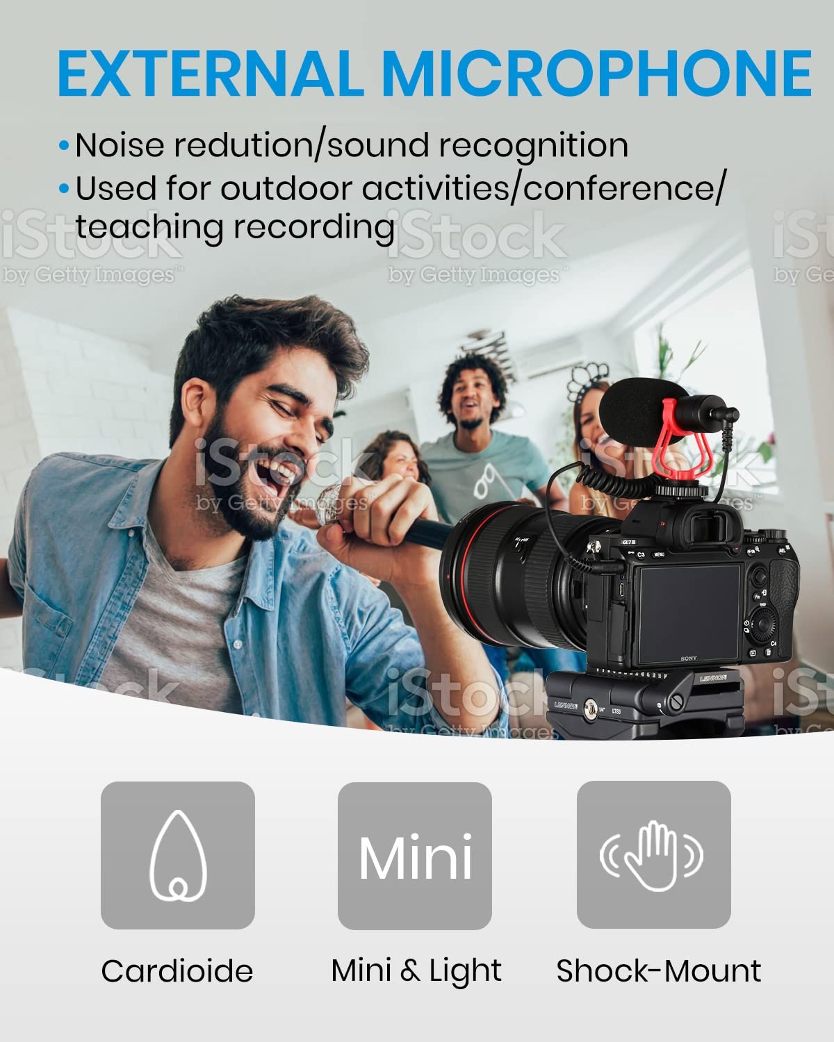 MCM-1 Microphone, Video Mic with Shock Mount and Windshield, Professional Vlo...