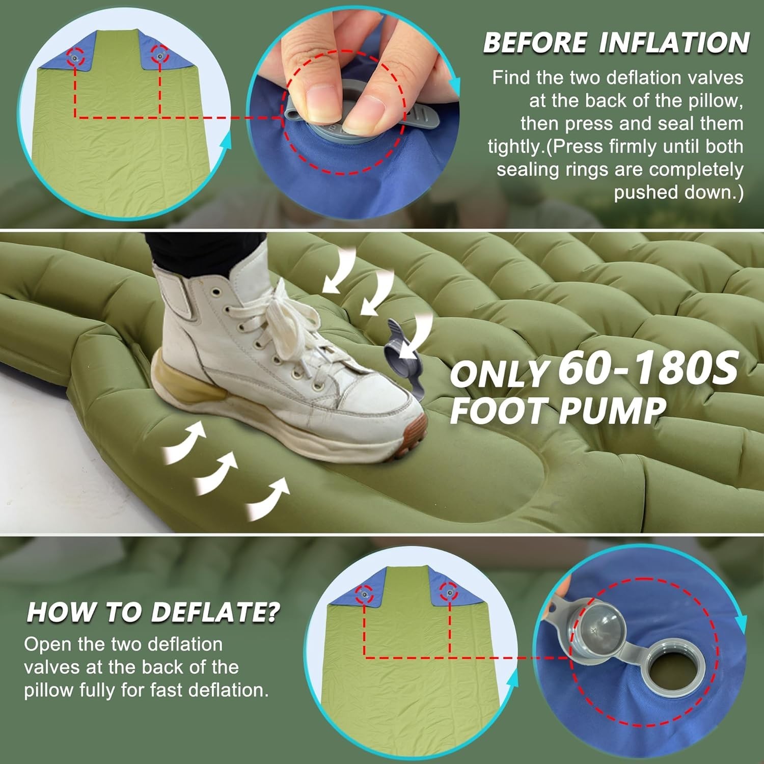 Double Sleeping Pad for Camping - Ultralight & Self-Inflating Comfort