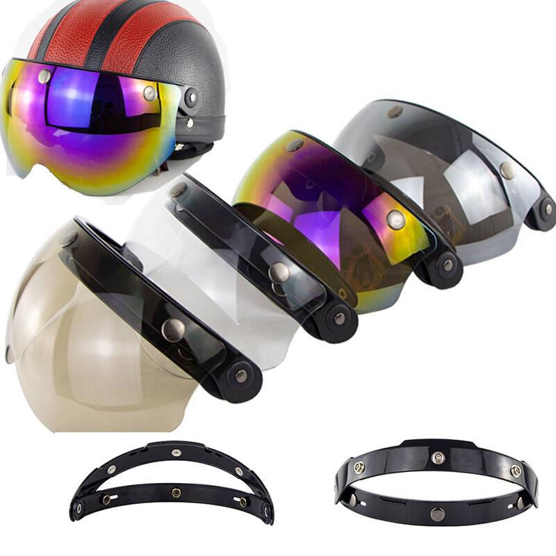 Universal Motorcycle Helmet Lens 3-Snap Half Open Face Wind Shield Flip Up Cover