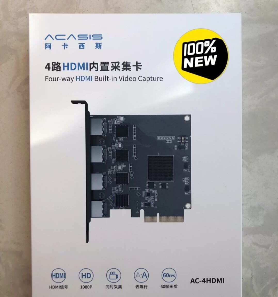 NEW ACASIS 4 Channel AC-4HDMI HDMI-Compatible Built-in PCI-E Video Capture Card