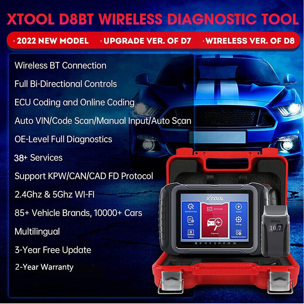 XTOOL D8BT Auto Full System Diagnostic Bidirectional Tool Key Coding 38+ Resets