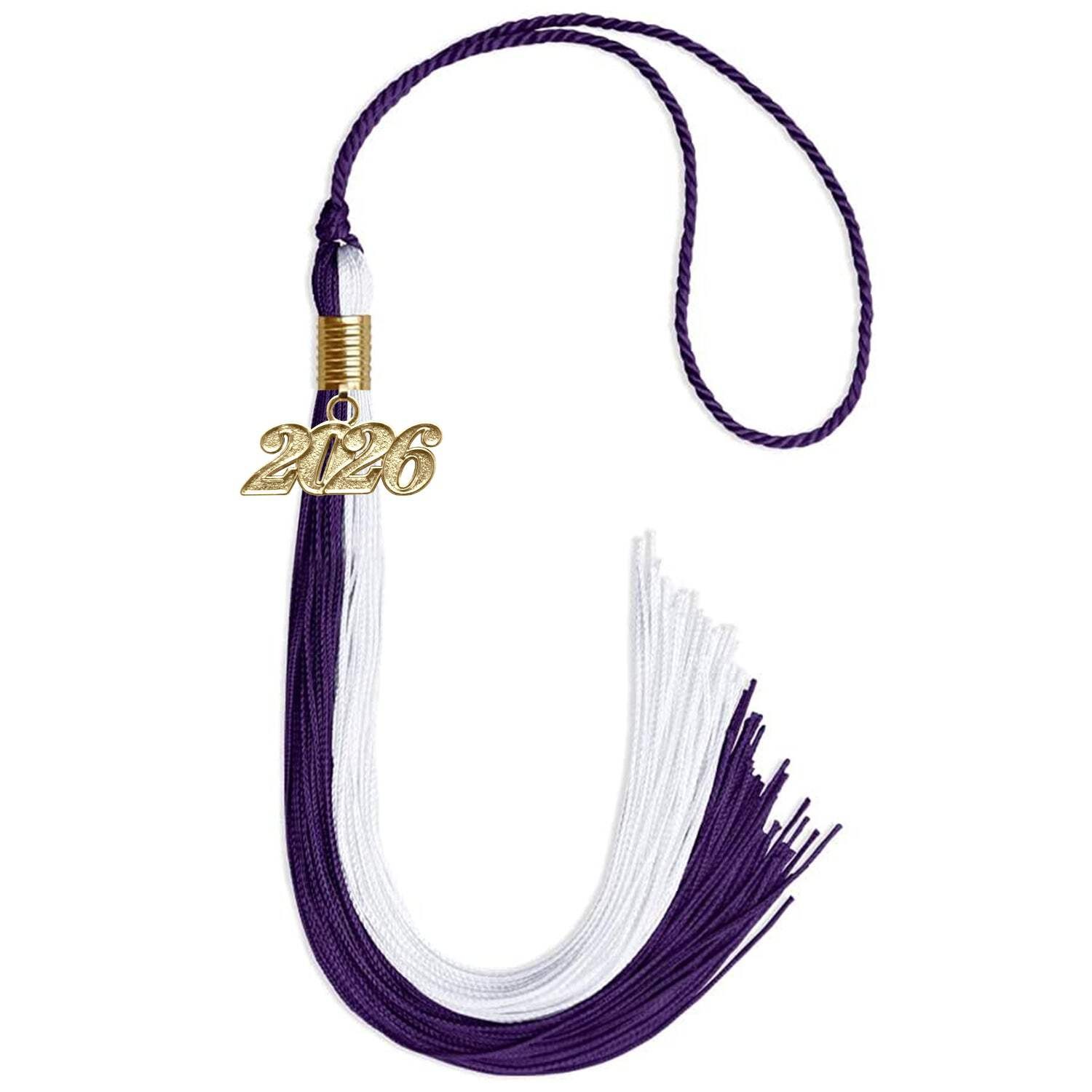 Endea Graduation Purple/White Tassel With Gold Date Drop