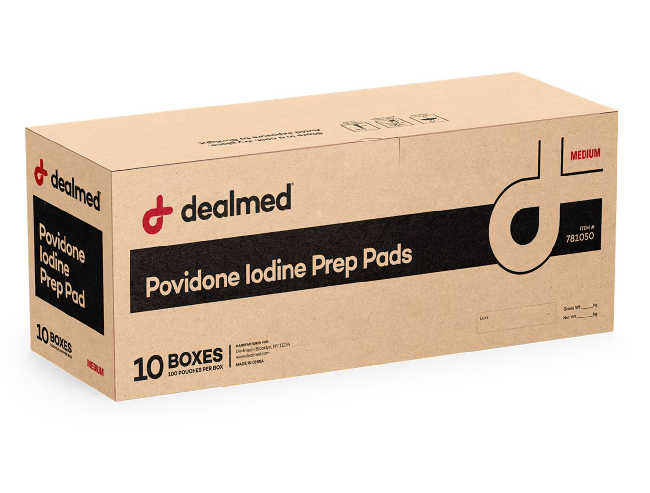 Dealmed Povidone Iodine Prep Pad 10% - Individually Sealed Packets Perfect for W