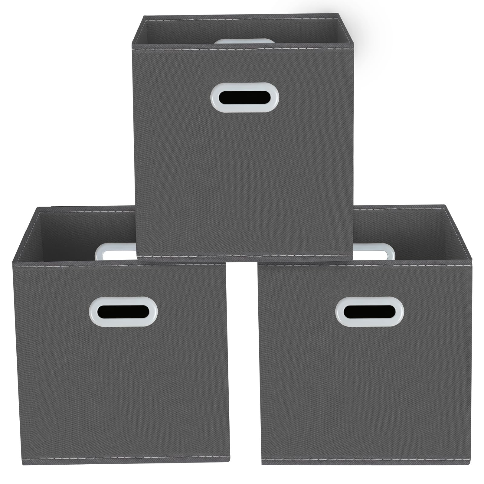 Yunkeeeper storage bins Cubes, Fabric Cube Organizer with 3 Pack, Gray