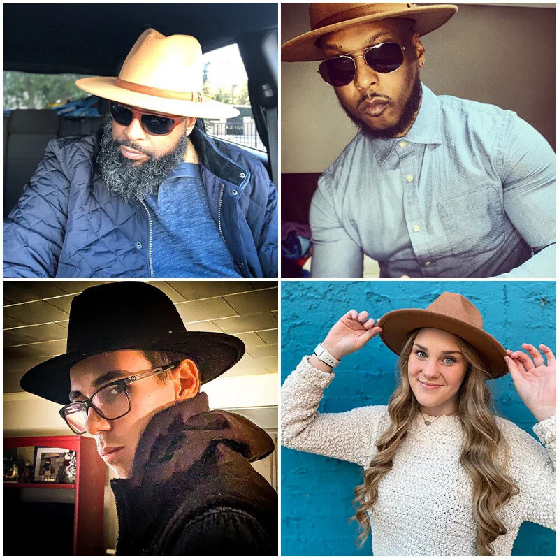 Fedora Hat Classical Wide Brim Gangster Cap Men Women Vintage Trilby Panama Hats