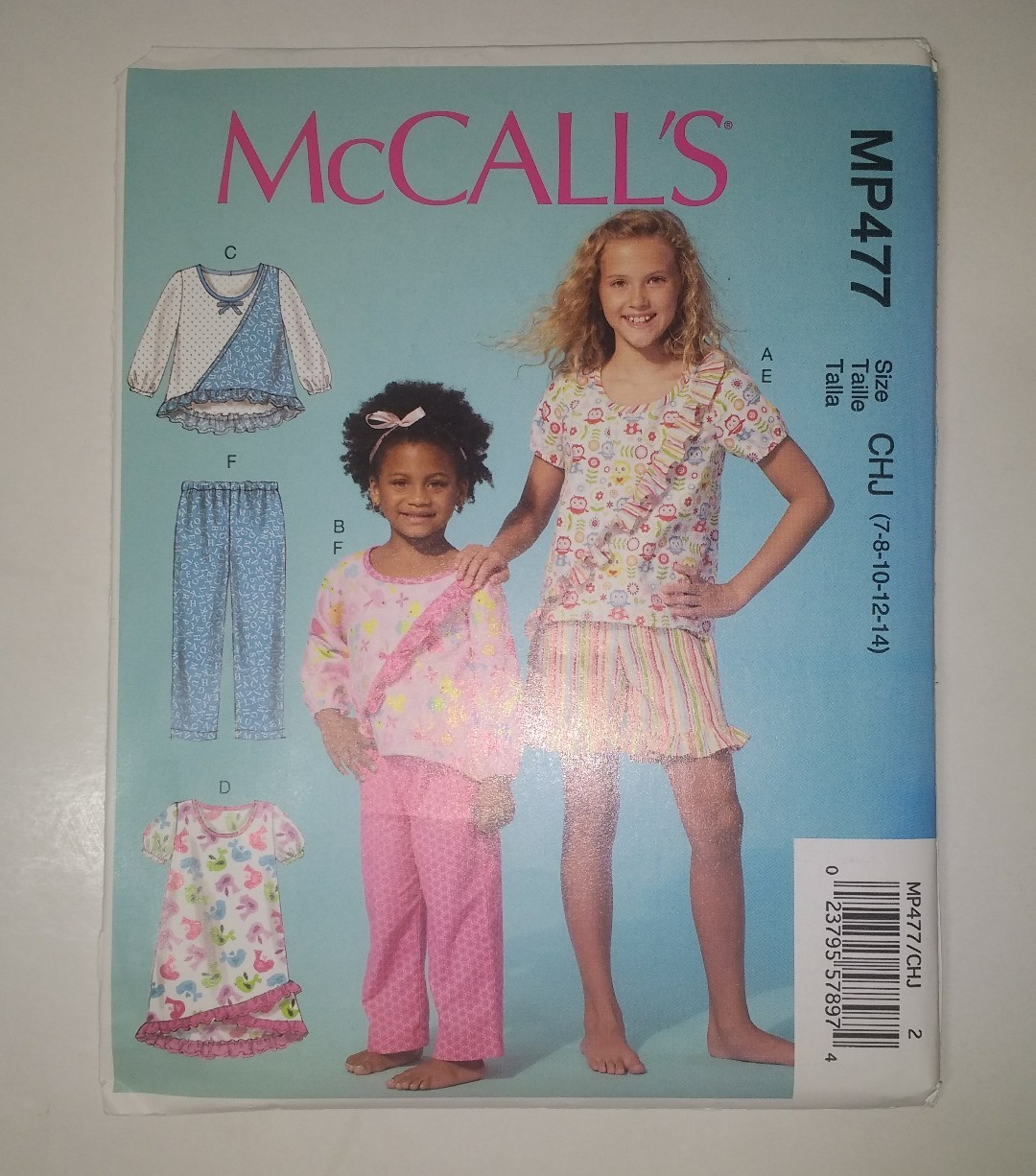 McCall's P477 Size 7-14 Girls' Tops Dress Shorts Pants