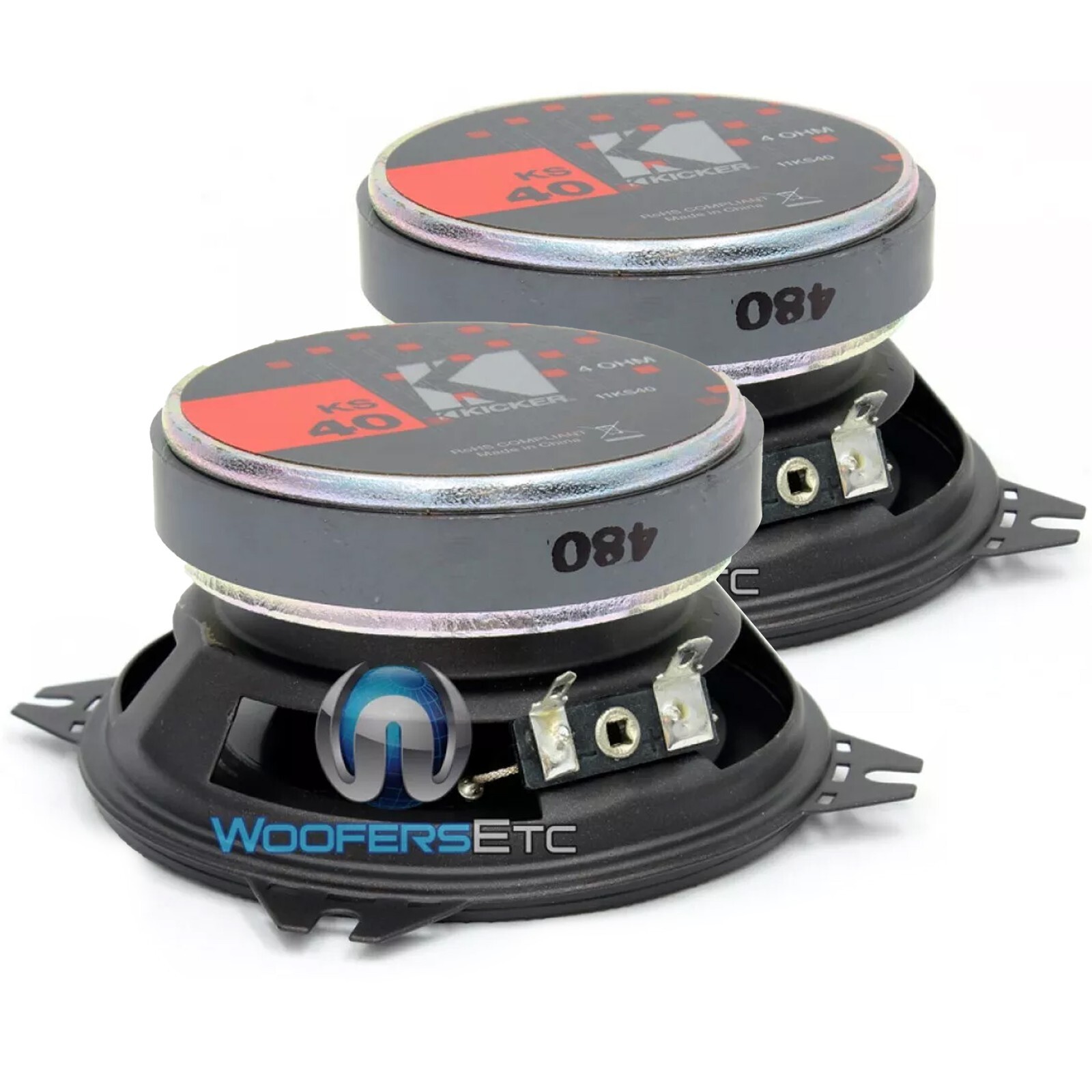 KICKER 11KS40 4" 2-WAY DOME TWEETERS COAXIAL 4-OHM CAR AUDIO SPEAKERS NEW