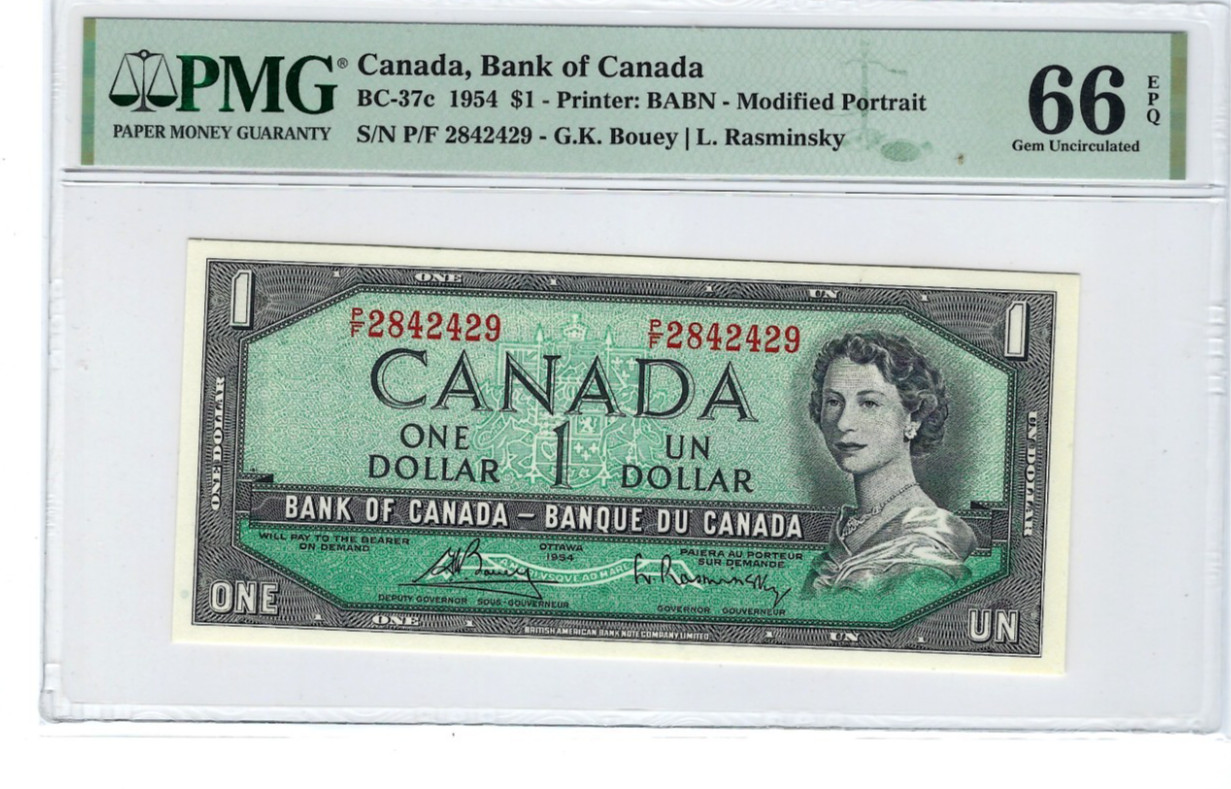 Canada 1 Dollar 1954 PMG 66 EPQ   BC-37c