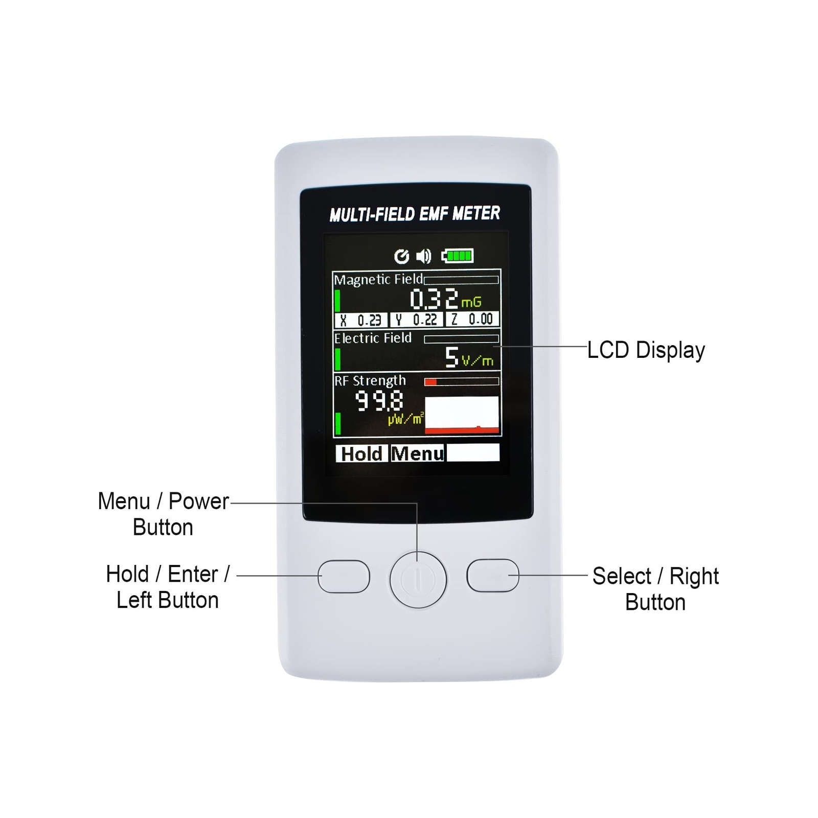 Multi-Field EMF Meter Pocket ELF RF Gauss Meter 2000mG Electromagnetic Electr...