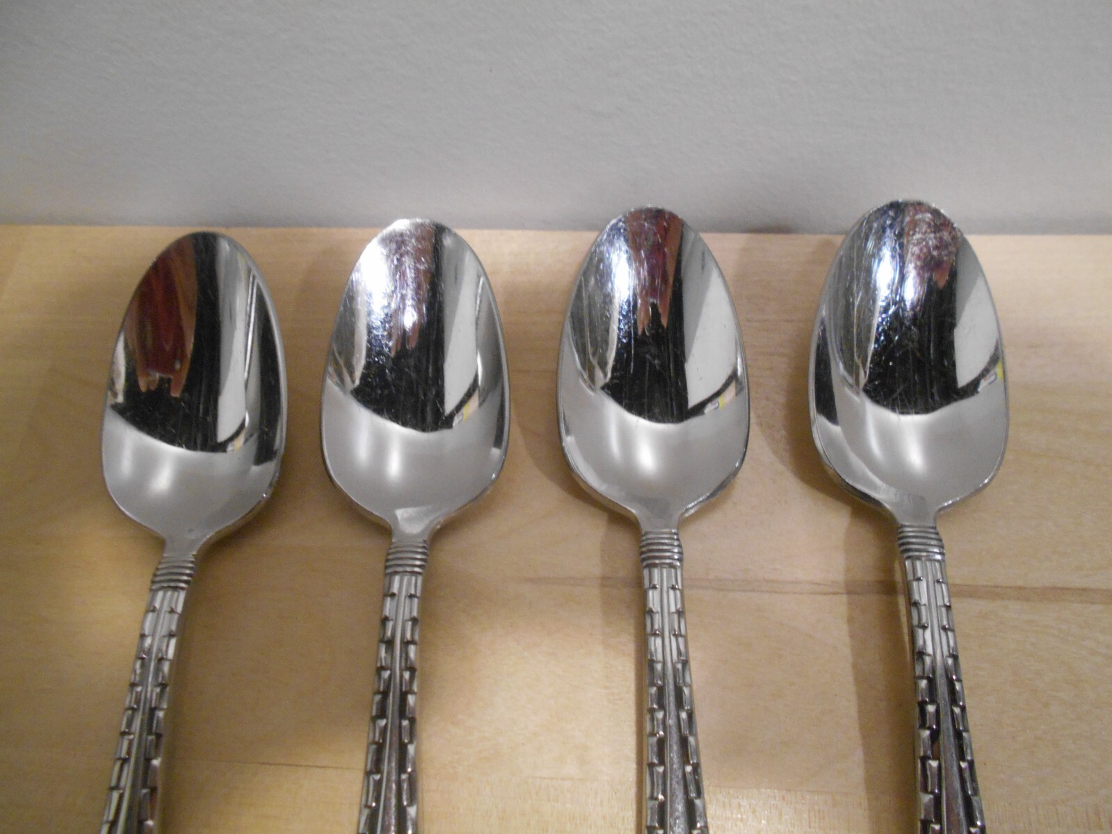 4 Oneida Stainless MADRID RECTANGLE Pattern Place or Oval Soup Spoons 7869