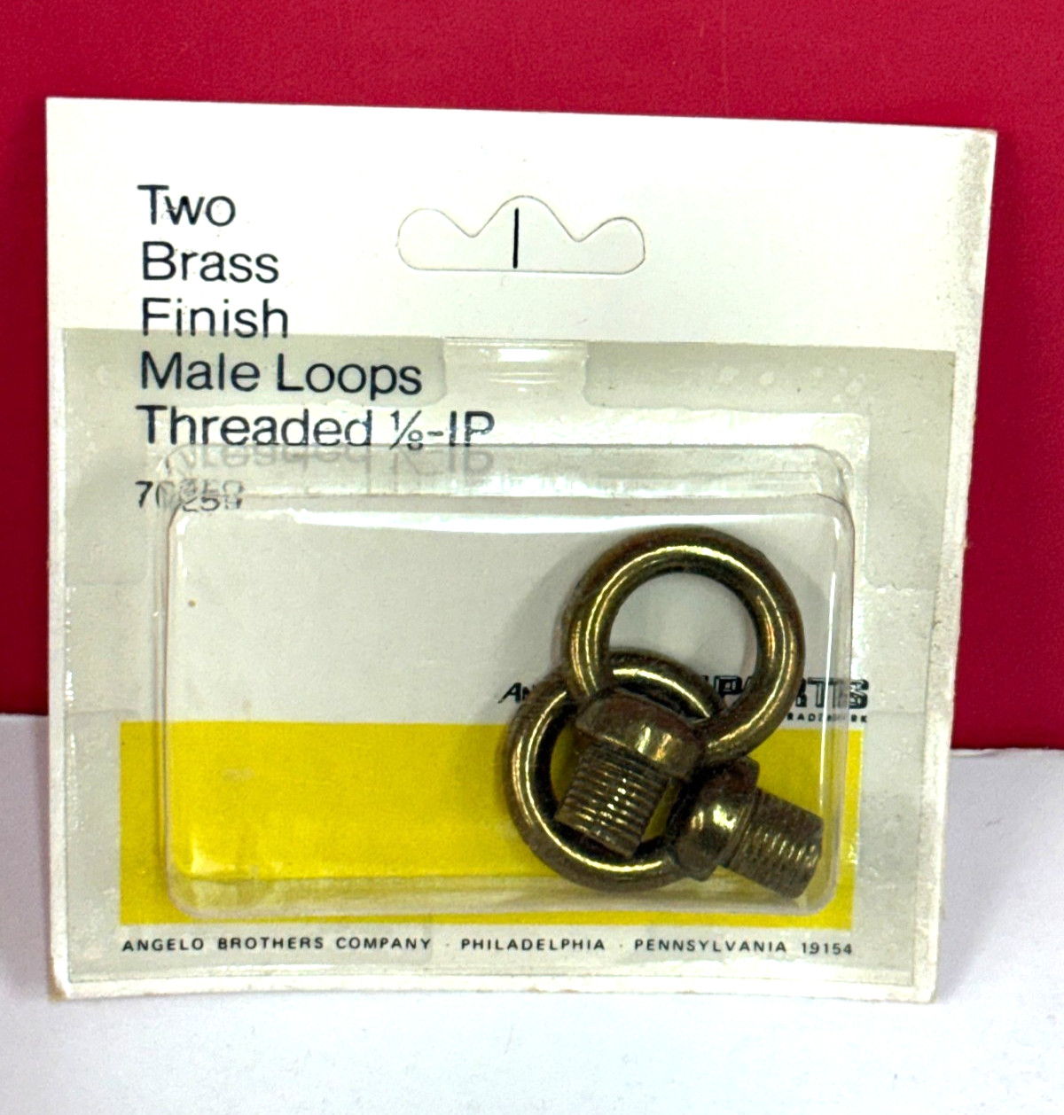 2-PK Brass Finish MALE LOOPS Fixture Lamp Parts 1/8-IP Threads NEW Angelo 70259