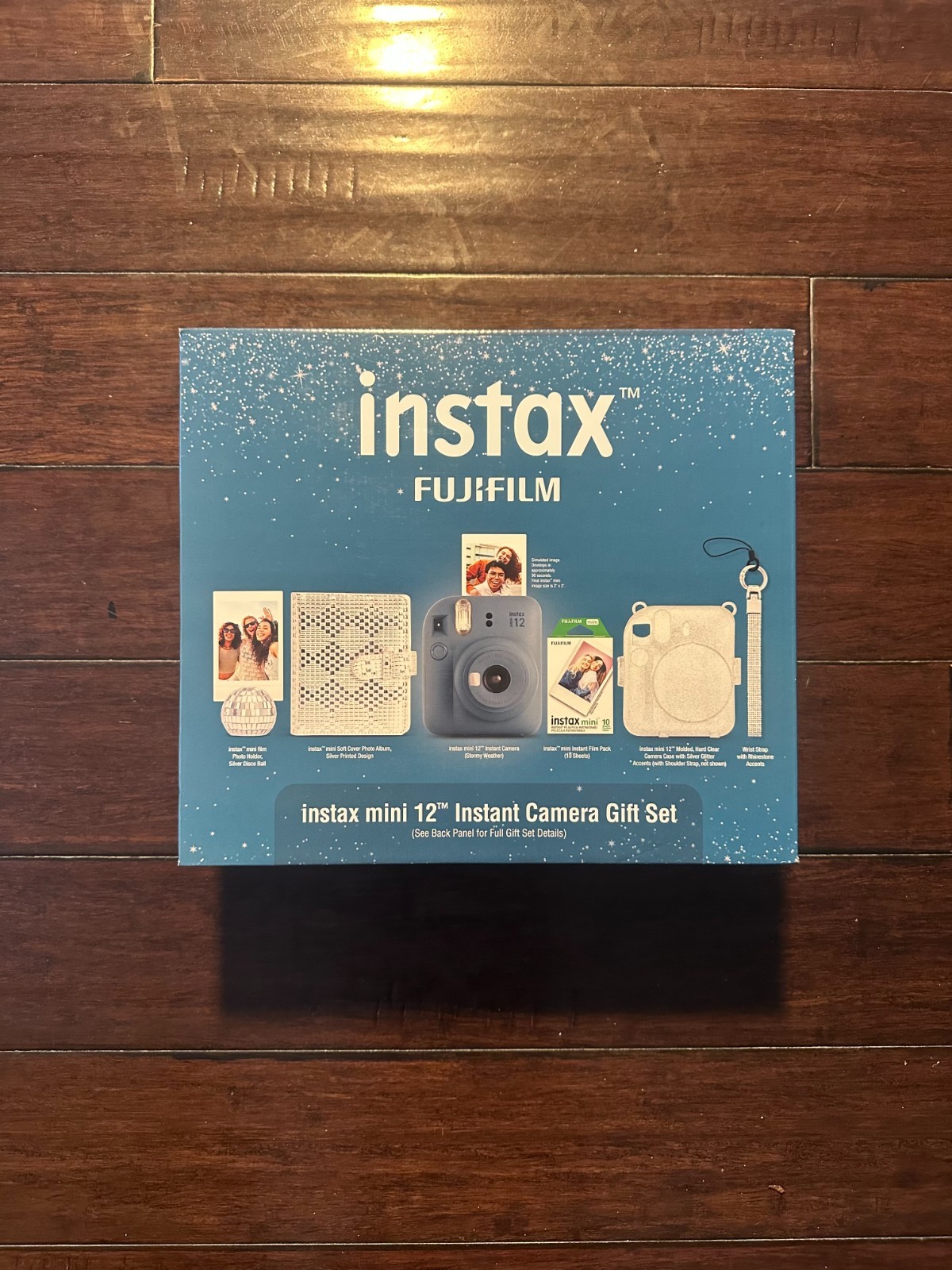 fujifilm instax mini 12 instant camera holiday bundle, color stormy weather- new