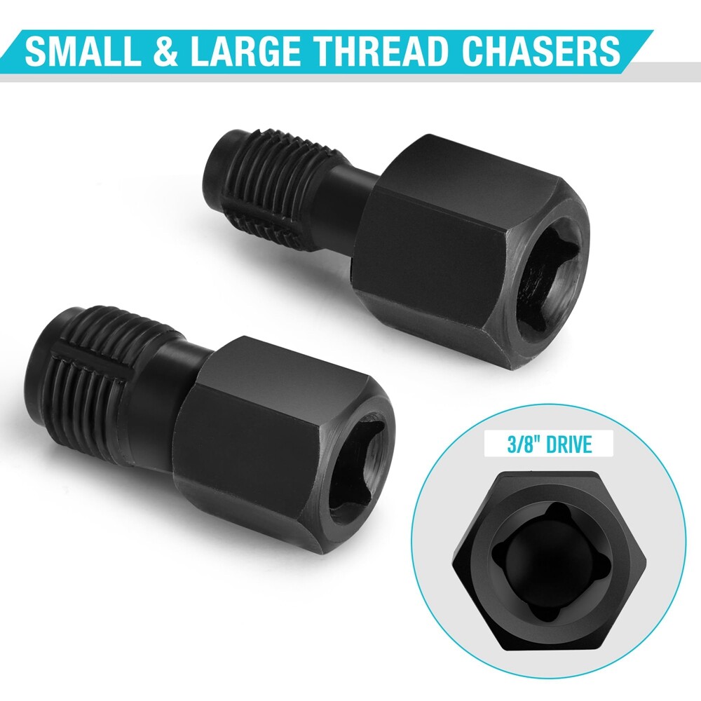 DURATECH 5PCS O2 Oxygen 3/8" 1/2" Drive x 7/8" 22mm Oxygen Sensor Thread Chaser