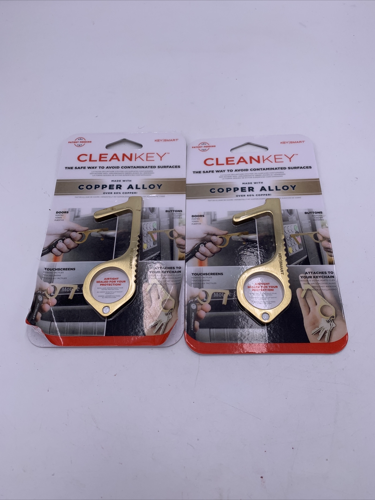 Lot of 2 CleanKey Copper Avoid Contaminated Surface Attach to Keychain KS904-BRS