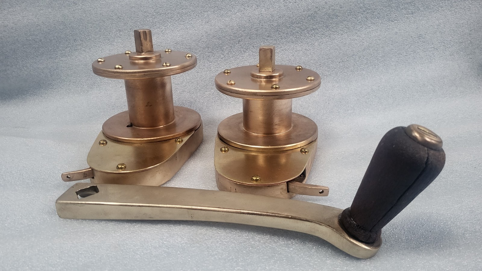 Vintage Bronze Sailboat Halyard Winch Set Of 2 Traditional Wooden Boat Parts