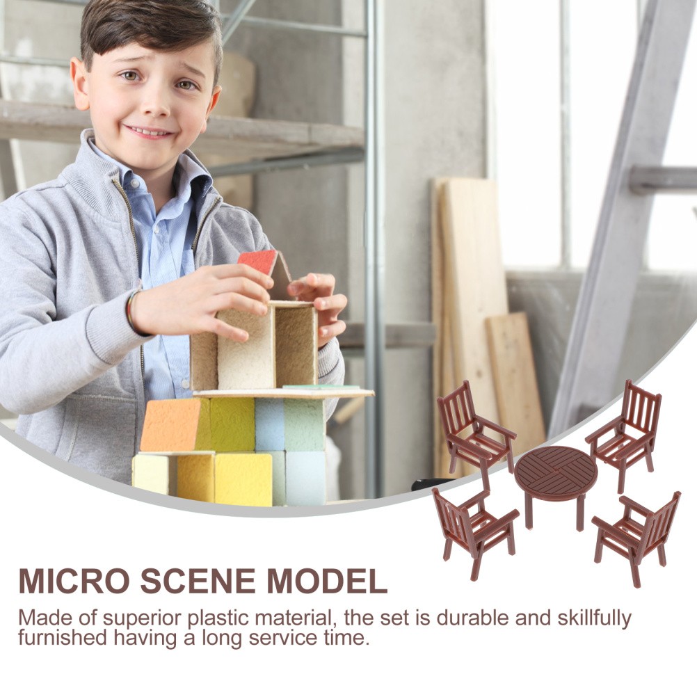 4 Sets Mini Table Chair Set Plastic Playhouse Decor Children Plaything Accessory