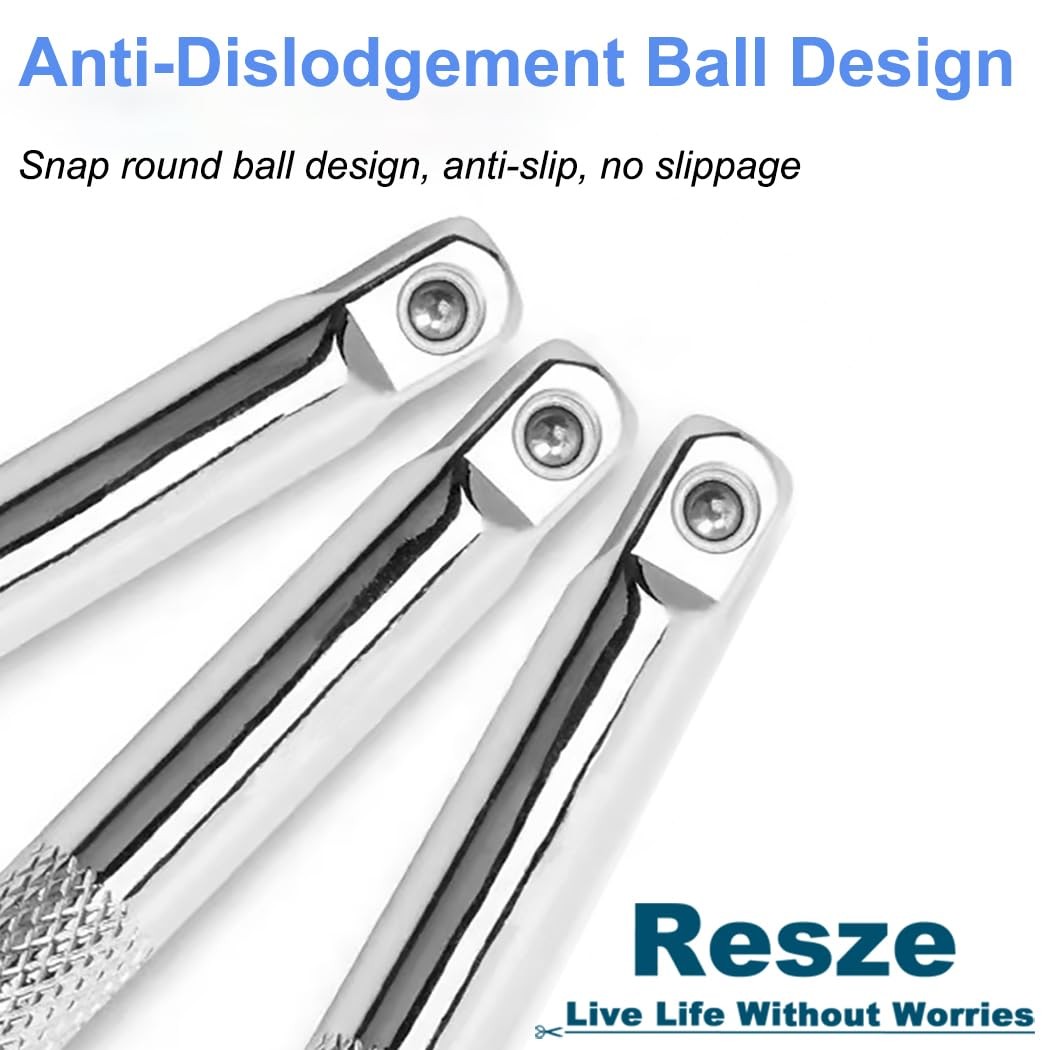 Resze 4 Pcs 1/4" Socket Extension Set, Drive Impact Bar 4pc, Sliver