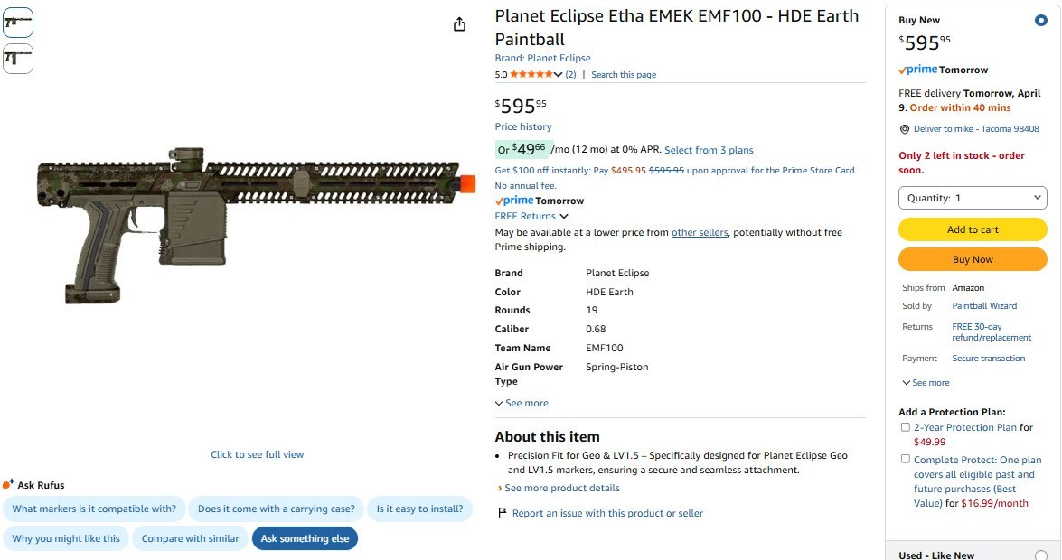 Planet Eclipse EMF100 HDE Earth-Bundle-Barely Used! I pay shipping