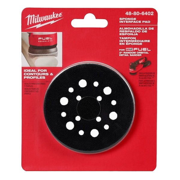 Milwaukee Tool & Equipment 48-80-6402 Sponge Interface Pad, Hook And Loop, Round