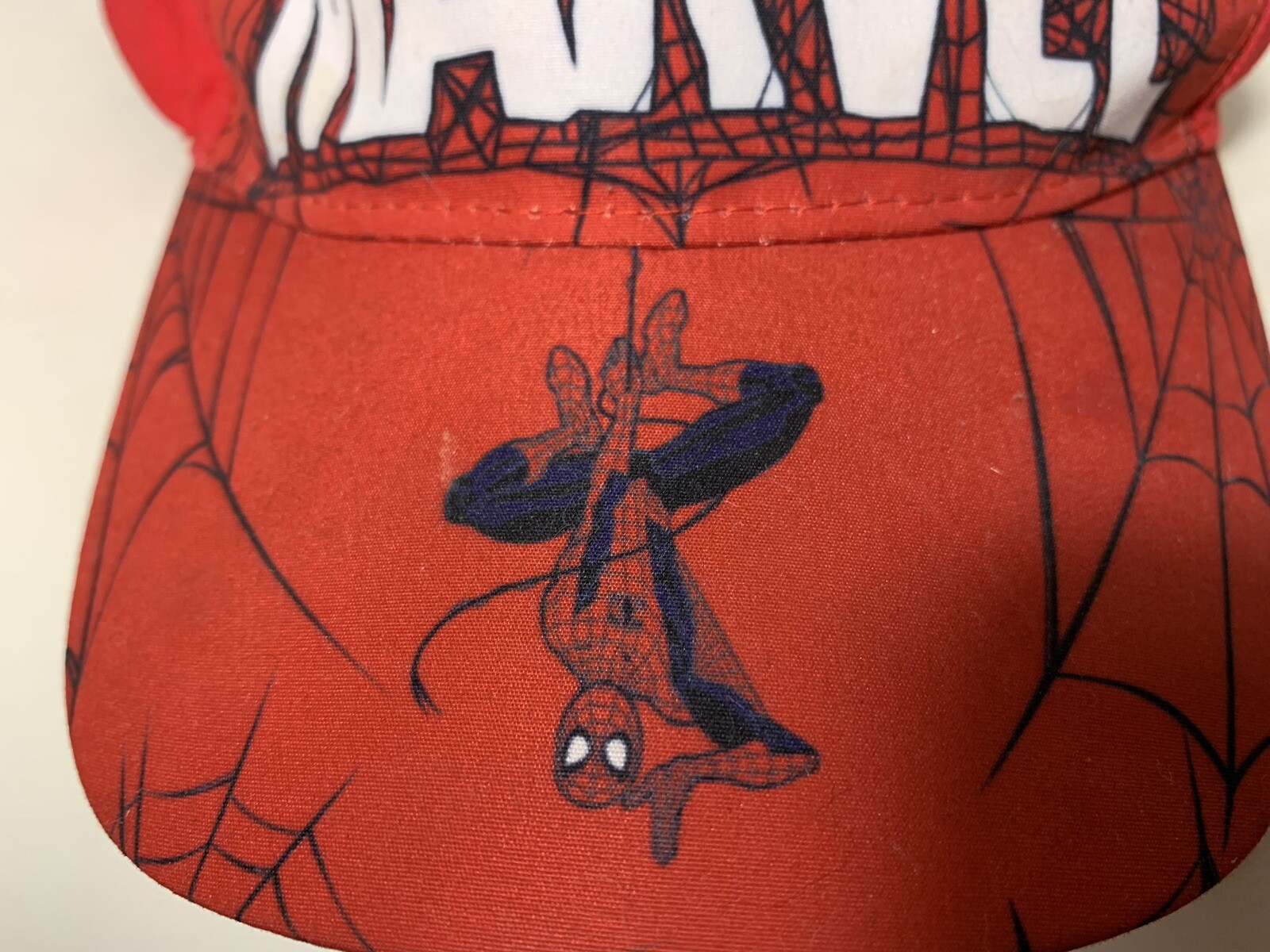 Marvel Spiderman Baseball Hat Youth Red One Size Webbed Adjustable Cap