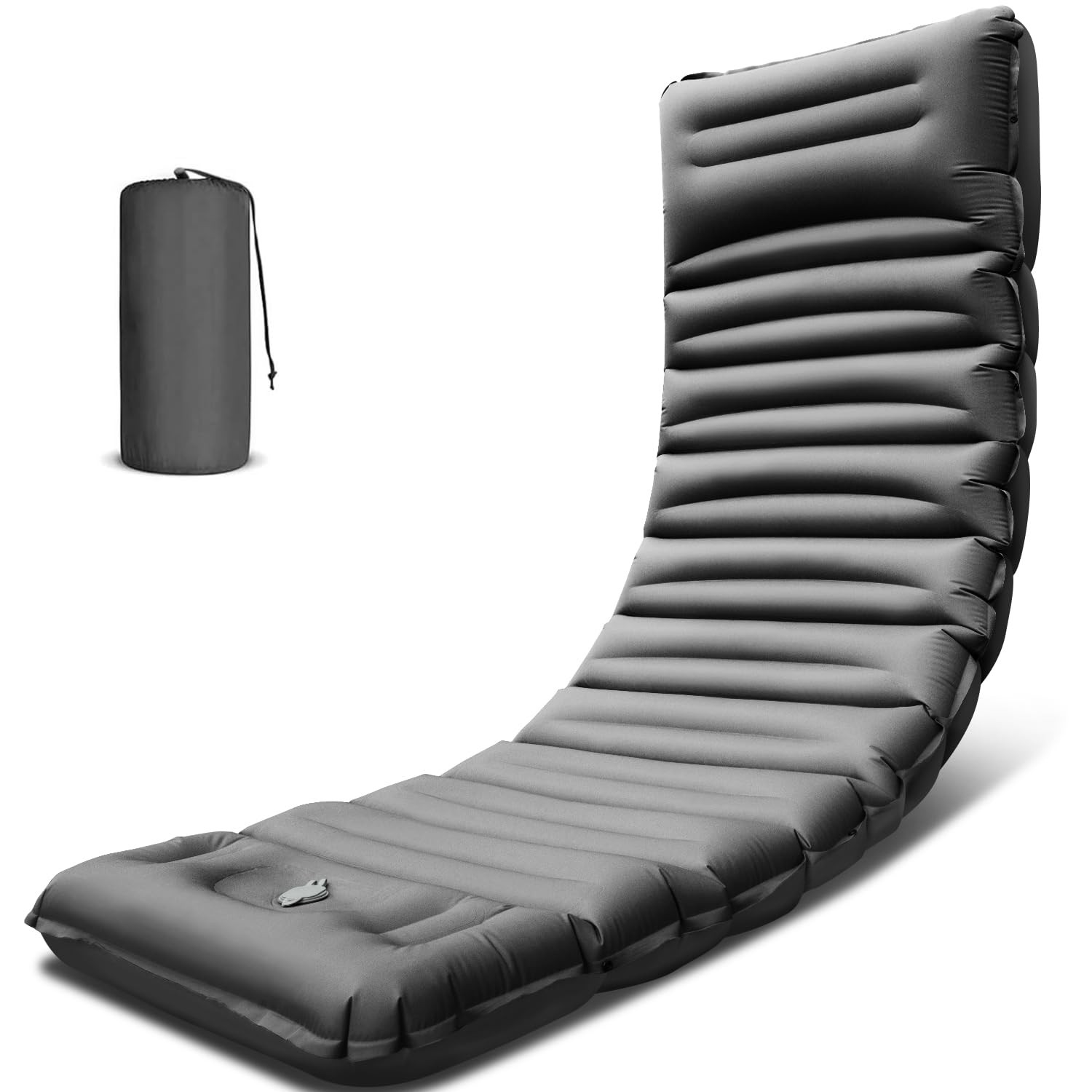 Inflatable Camping Sleeping Pad with Pillow, 5" Extra-Thick Ultralight Inflat...
