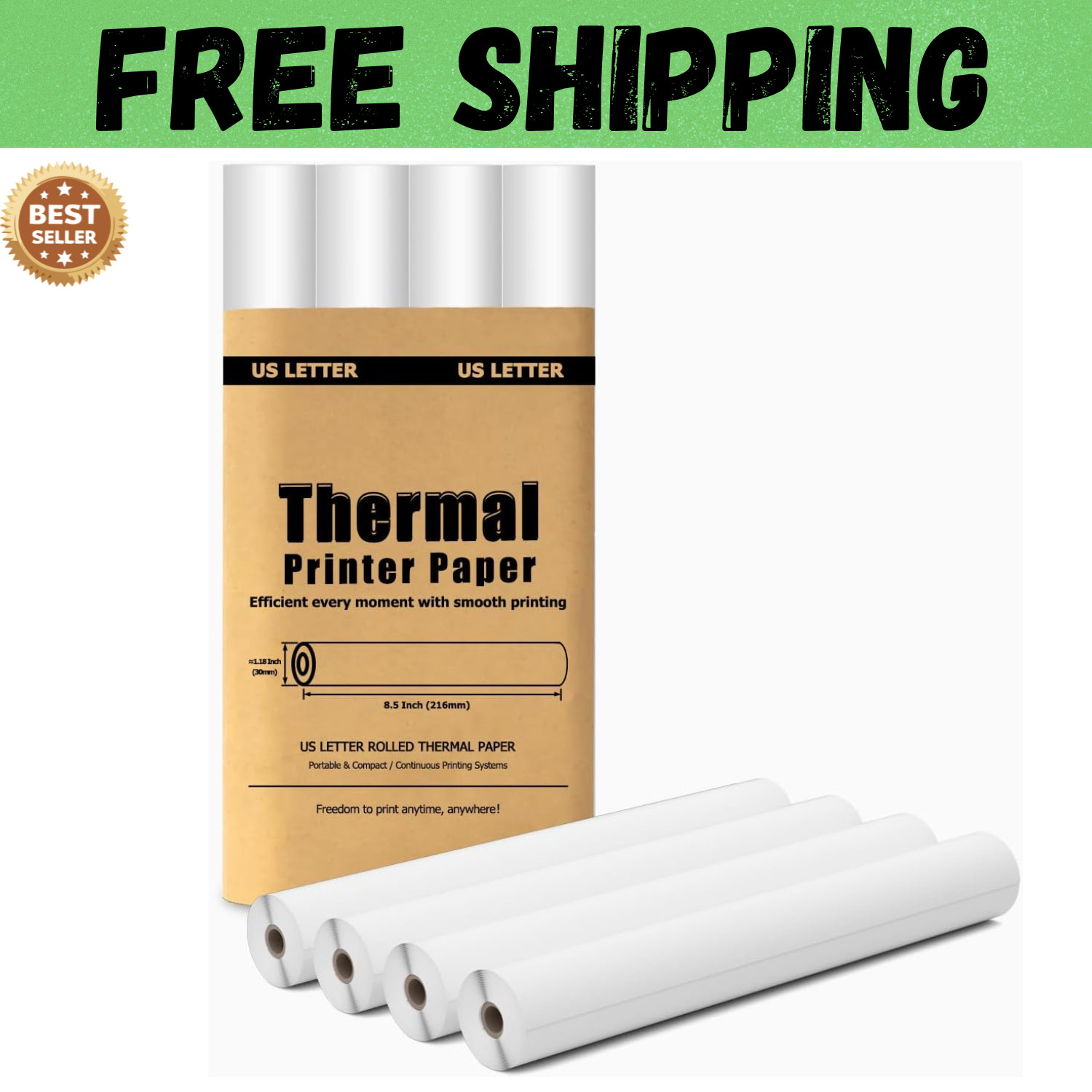 4 Rolls A4 Thermal Printer Paper 8.5x11" for M08F M832 M834 Portable Printer