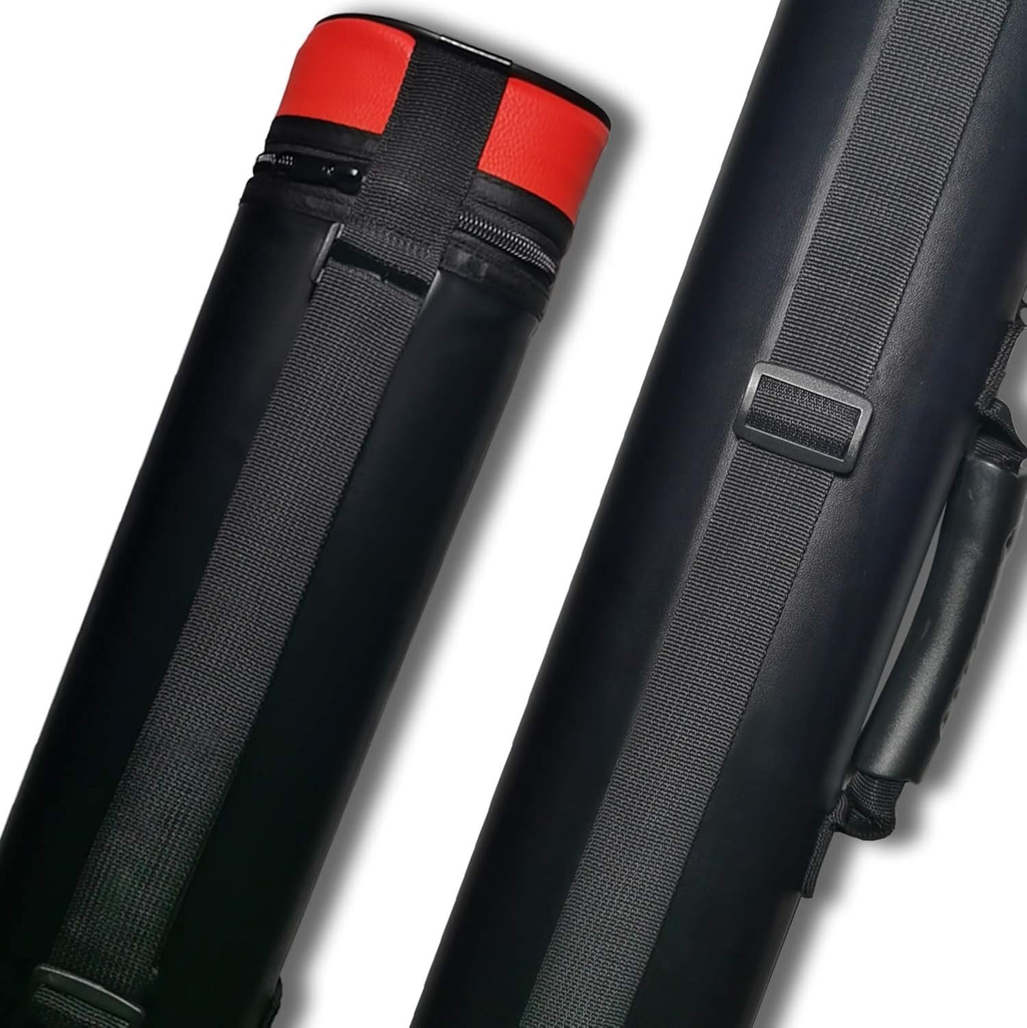 Billiard Cue Carrying Case 2 Load 4 Compartment Adjustable Strap Solid Red