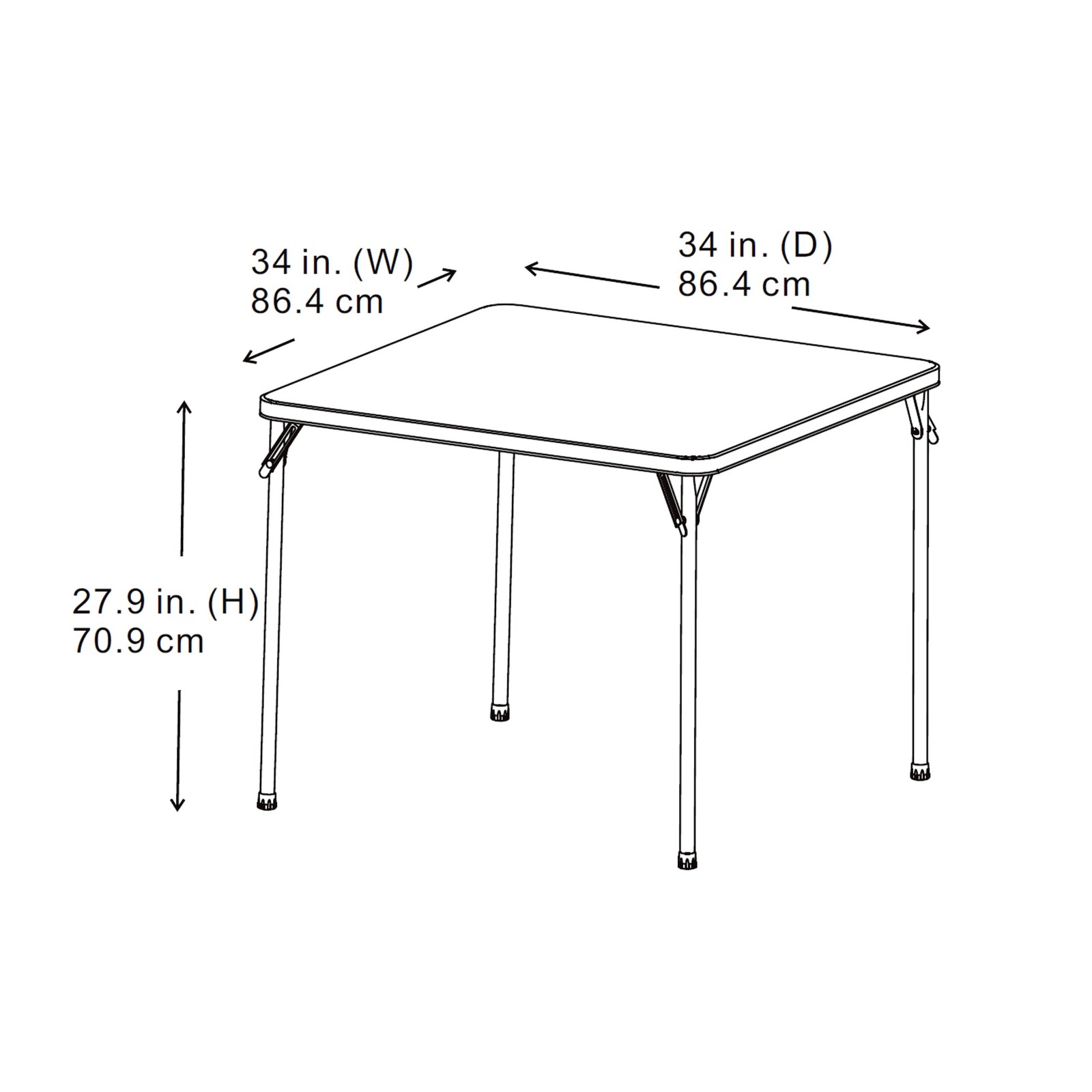 Mainstays 34inch Straight Top Folding Table, Card Table, Black