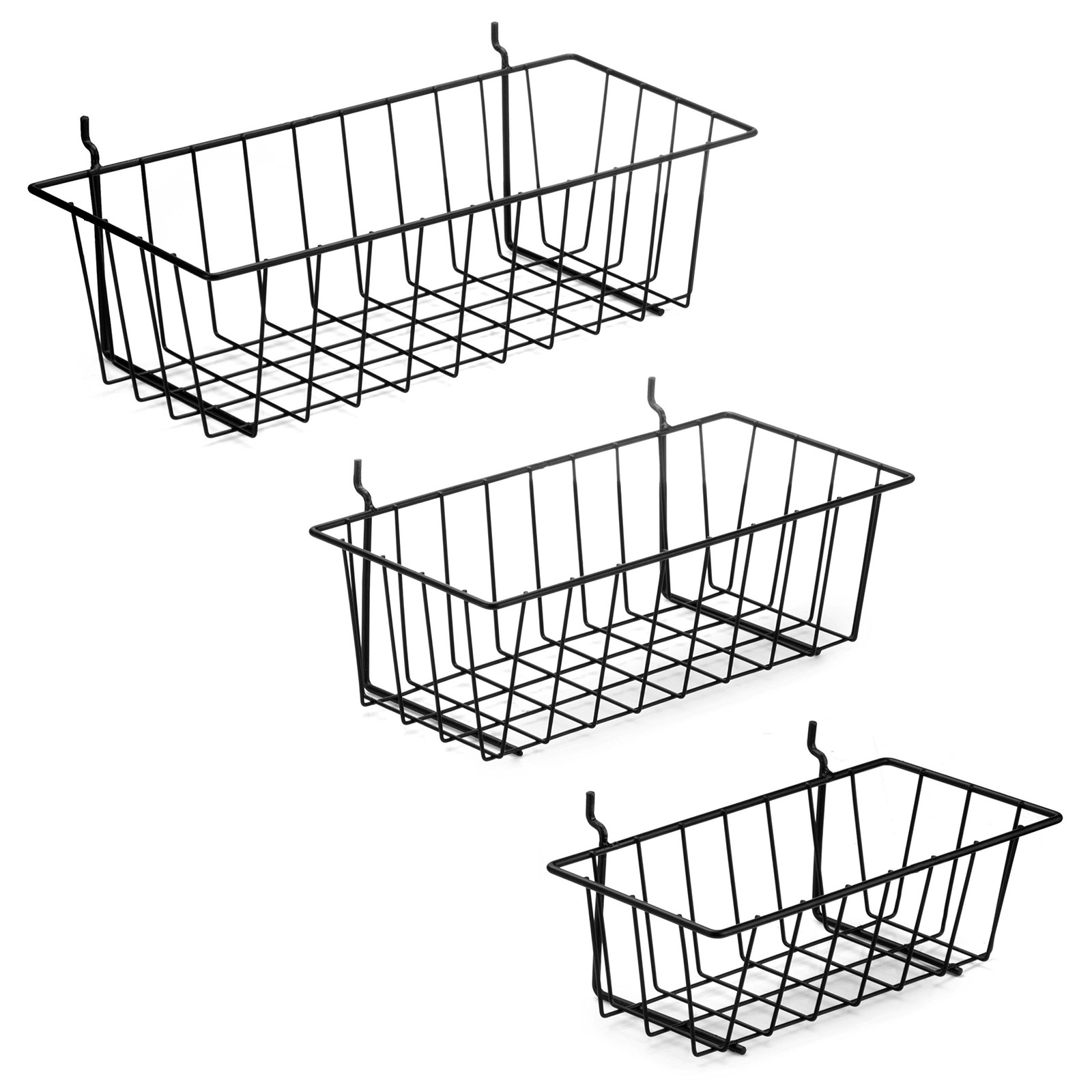Pegboard Basket Set - 3 Pack - Hooks to 1/4 Hole Peg Board - Better Tool Orga...