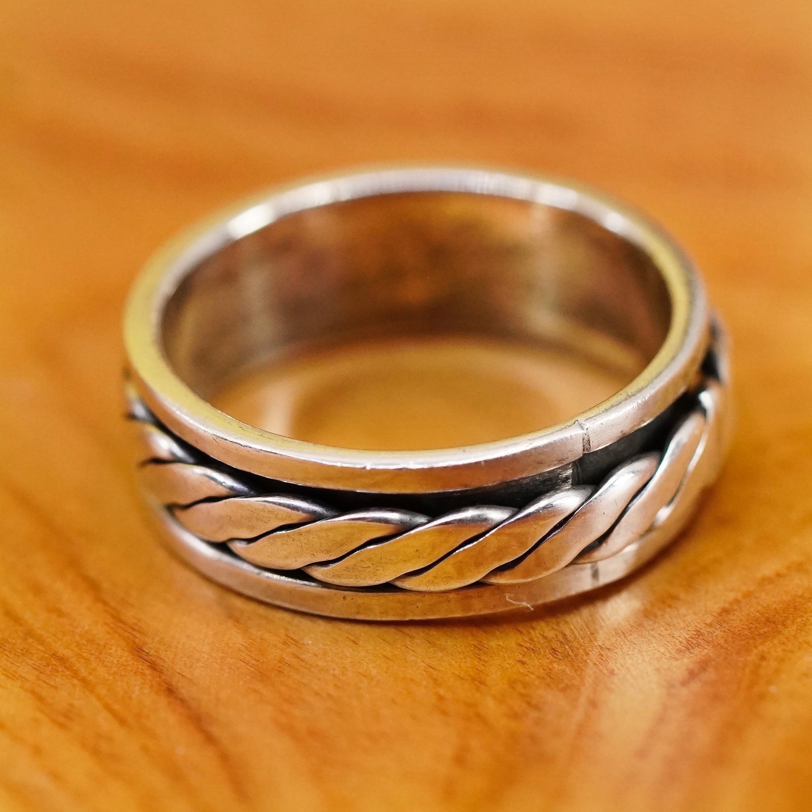 Size 7, vintage Sterling silver prayer ring, 925 spinner band