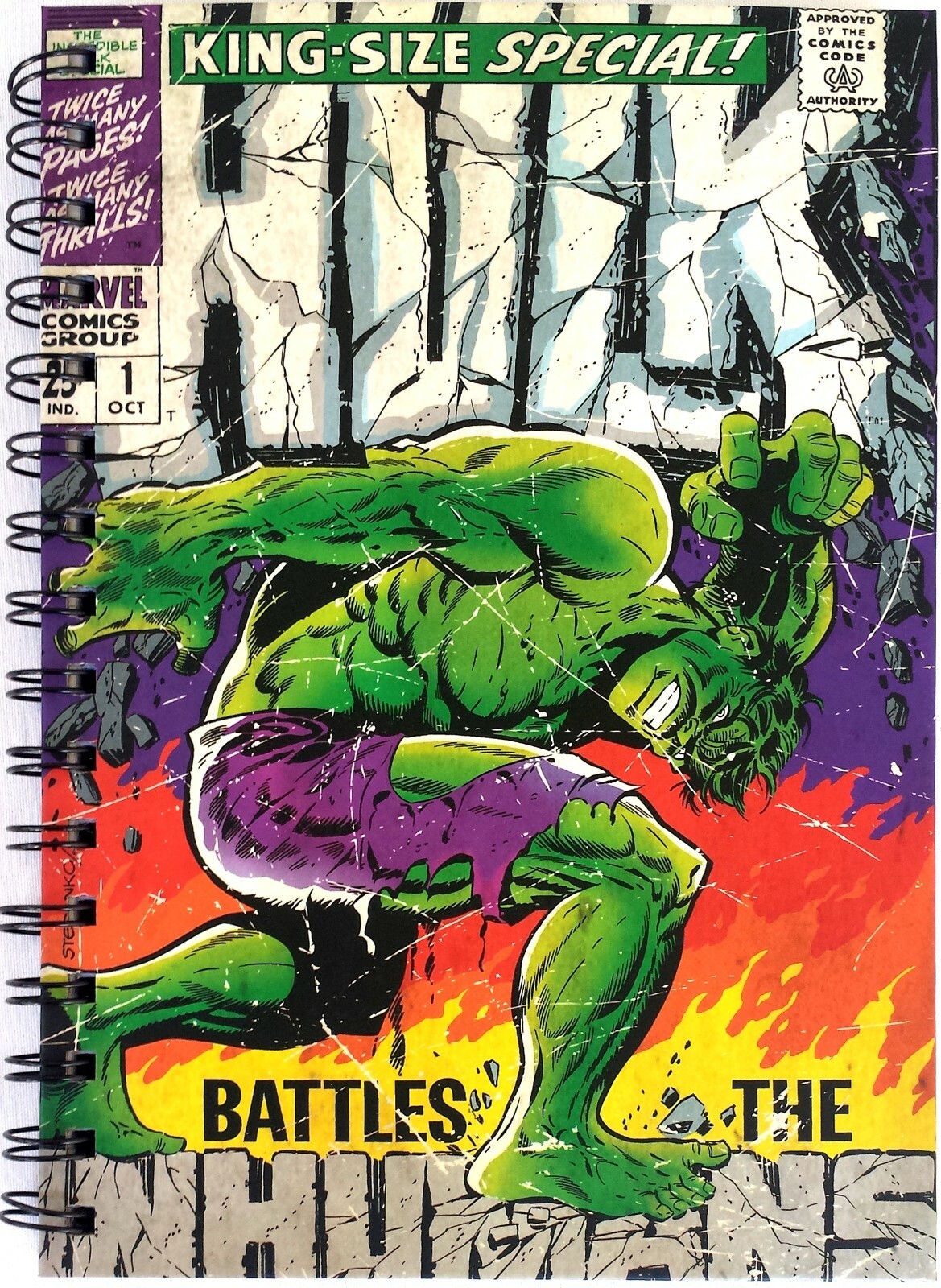 The INCEDIBLE HULK - Retro Marvel Comics A5 Spiral Notebook! Marvel NEW