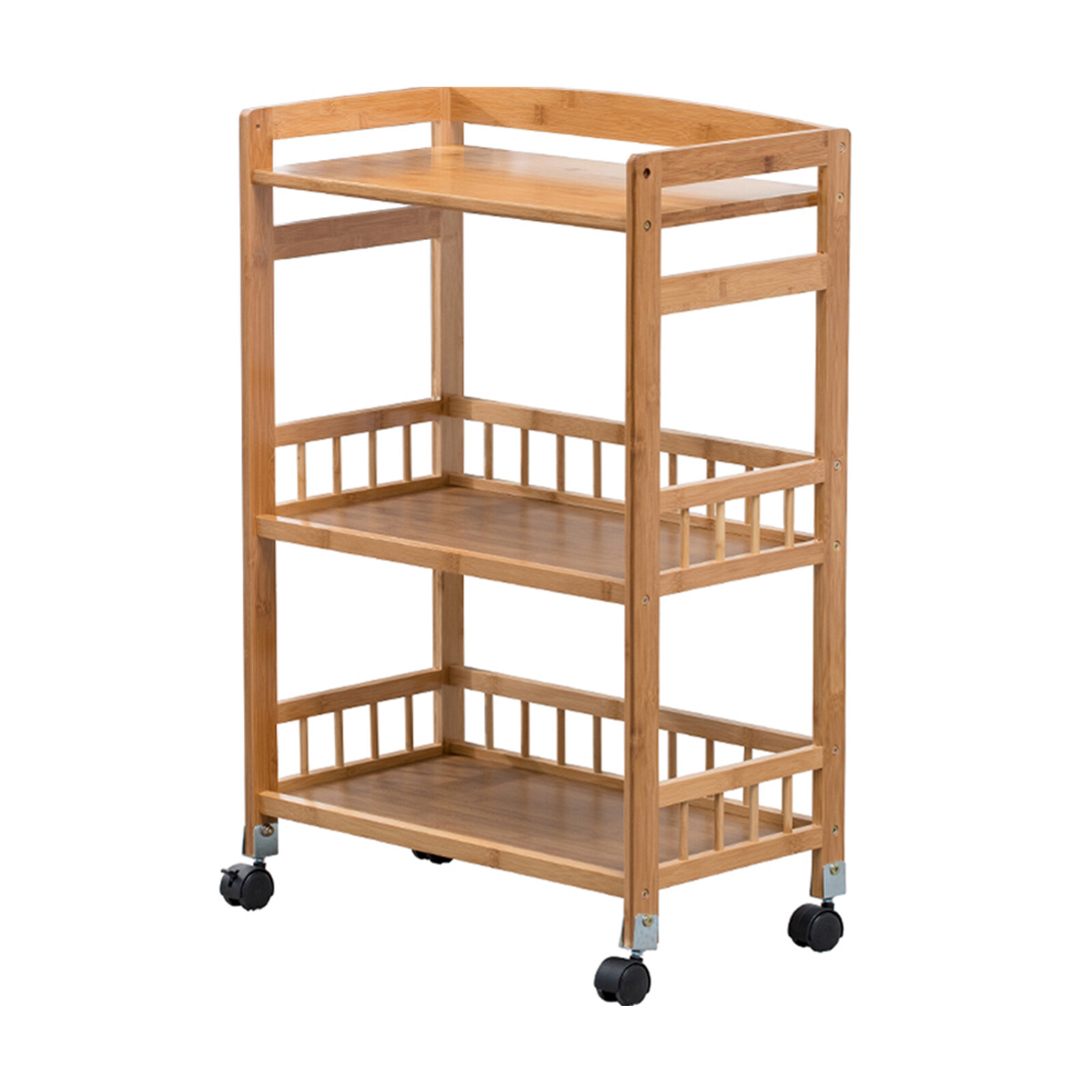 3-Tier Kitchen Serving Cart Rolling Serving Cart Mobile Serving Cart With Fence