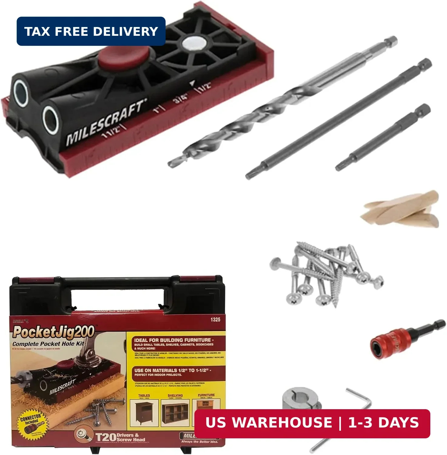 Pocket Jig200 Pocket Hole Kit, Red