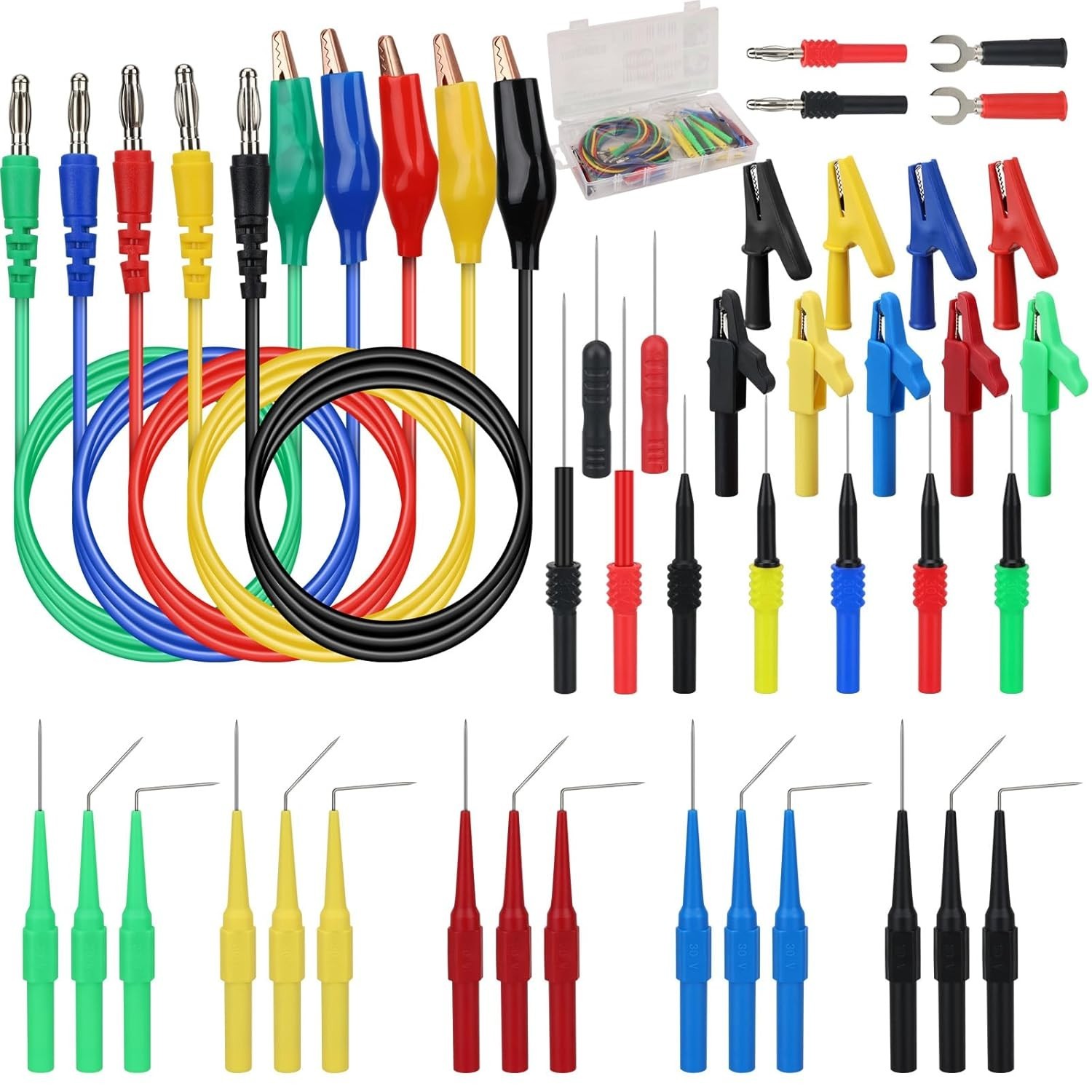 SWANLAKE 43-Piece Back Probe Kit, 30A Multi-Angle Test Probe, 4mm Banana Plug to
