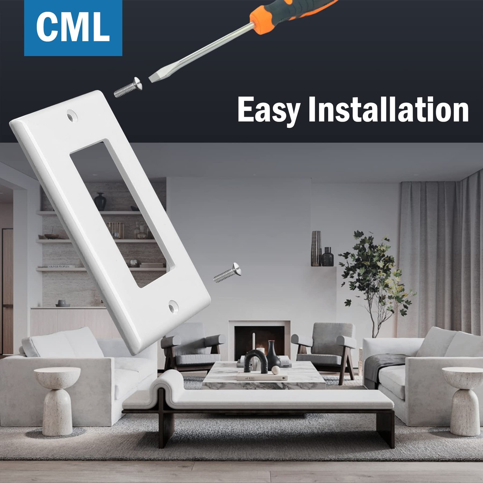 CML Decorator Wall Plates, 50 Pack Electrical 1-Gang 50 Pack, Gloss White