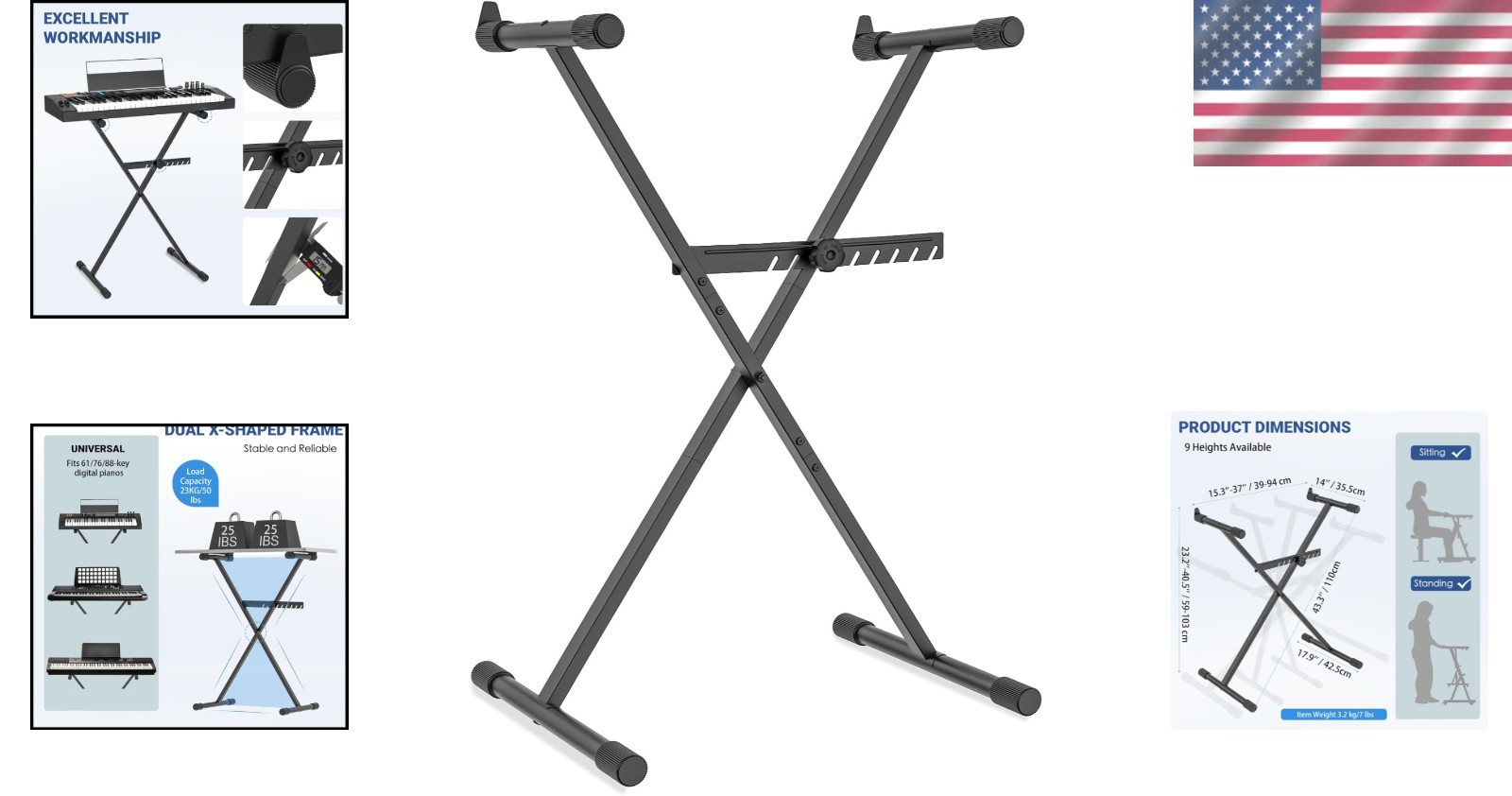 Universal Keyboard Stand, 100 lb Capacityt**