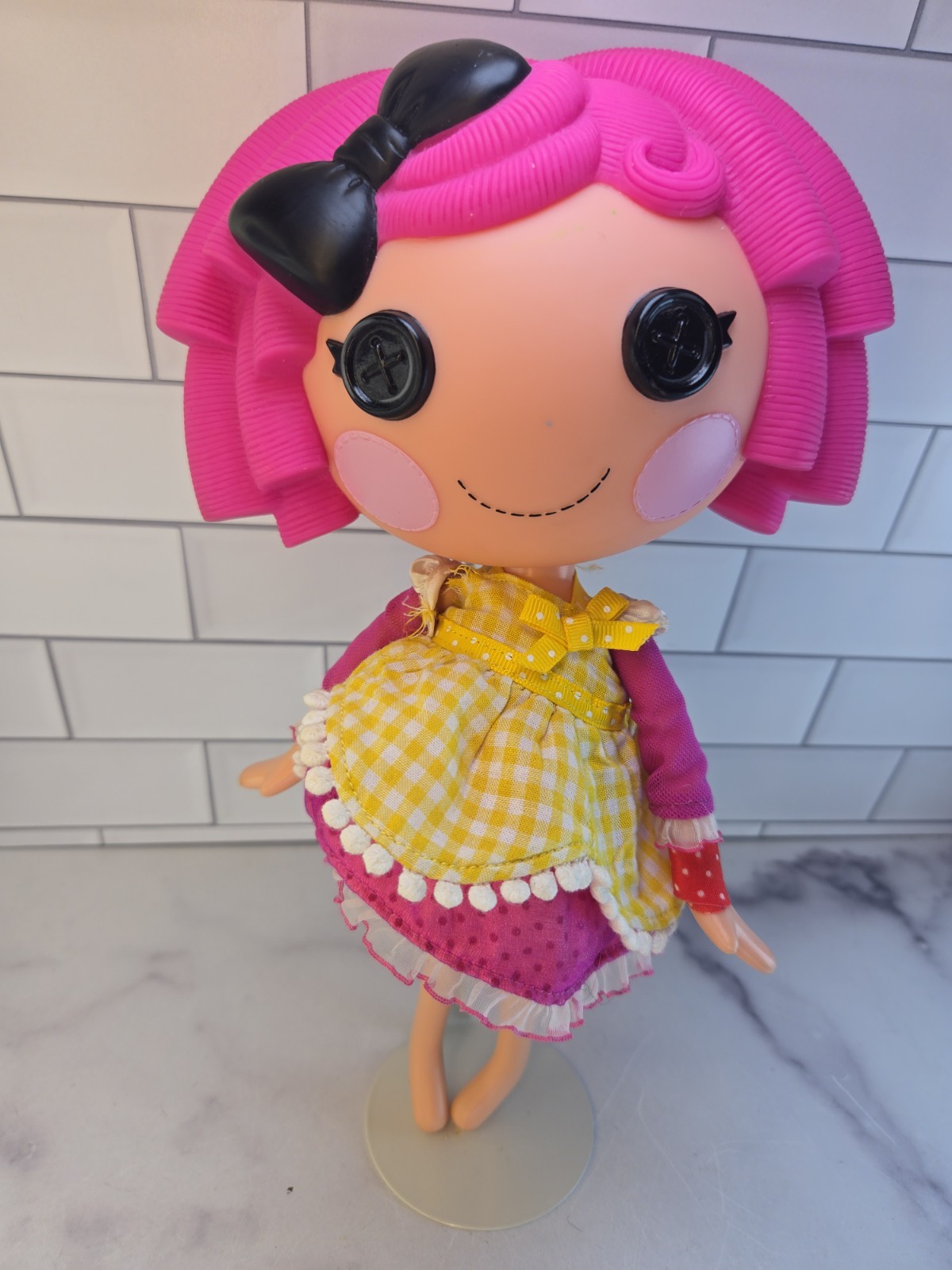 Lalaloopsy Crumbs Sugar Cookie 12” Doll MGA 2009 Pink Hair w Dress