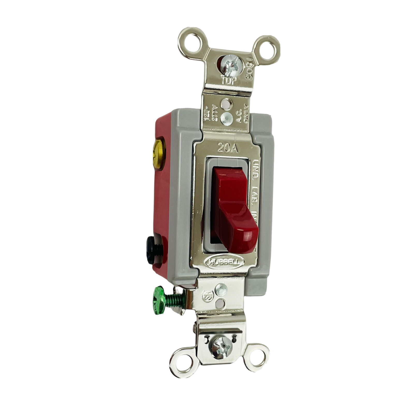 Hubbell HBL1224R Nylon 4-Way Toggle Switch 20A Spec Grade Back & Side Wiring Red