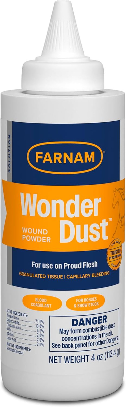 Wonder Dust Wound Powder, Blood Coagulant for Horses and Show Stock, for Use on